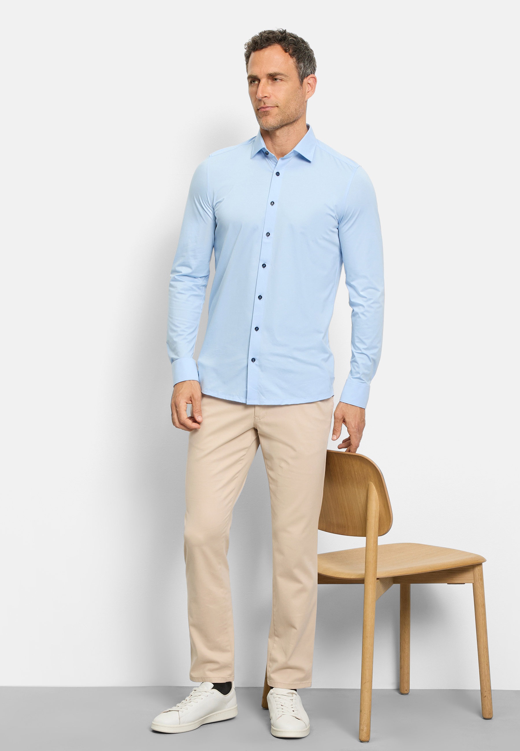 OLYMP Level Five body fit Jerseyshirt Men's Shirt Light Blue 43 2