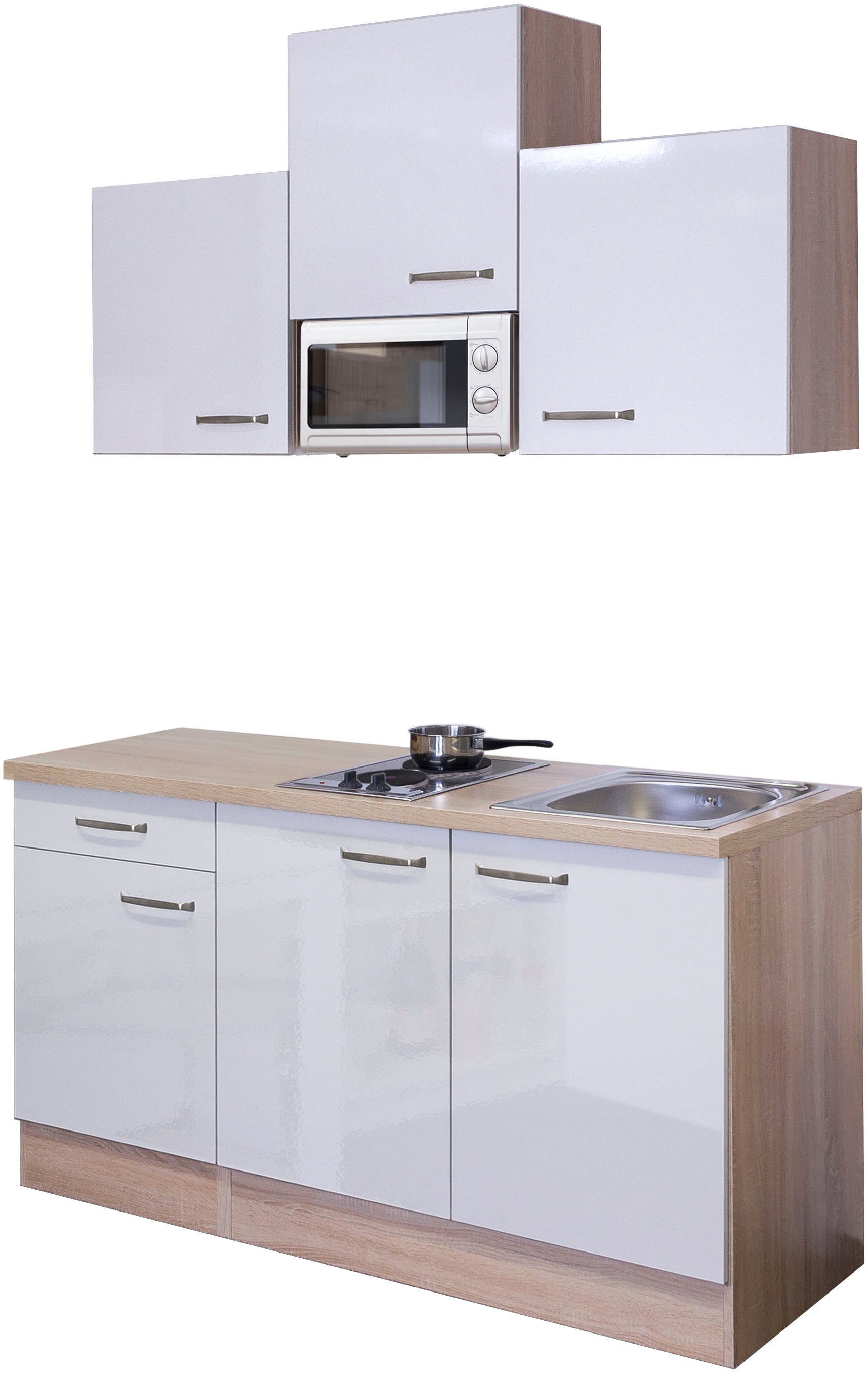 Flex-Well Küchenzeile "Florenz" Gesamtbreite 150cm, mit Mikrowelle und Koch günstig online kaufen