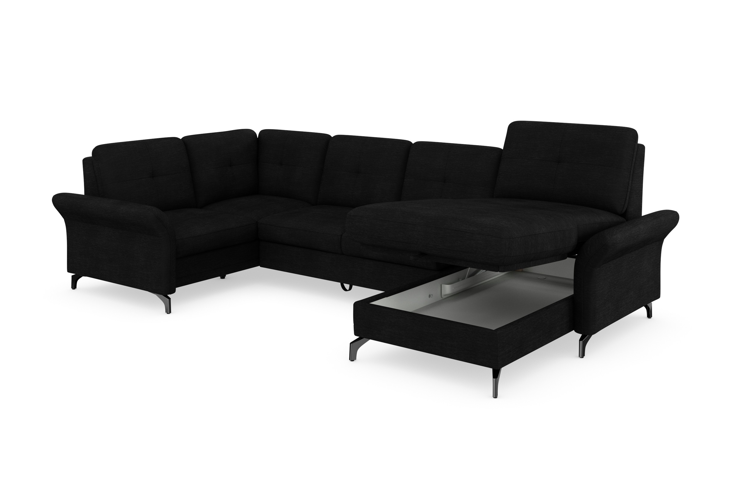 Places of Style Wohnlandschaft »Calando U-Form«, wahlweise mit Bettfunktion, Bettkasten und Armteilfunktion