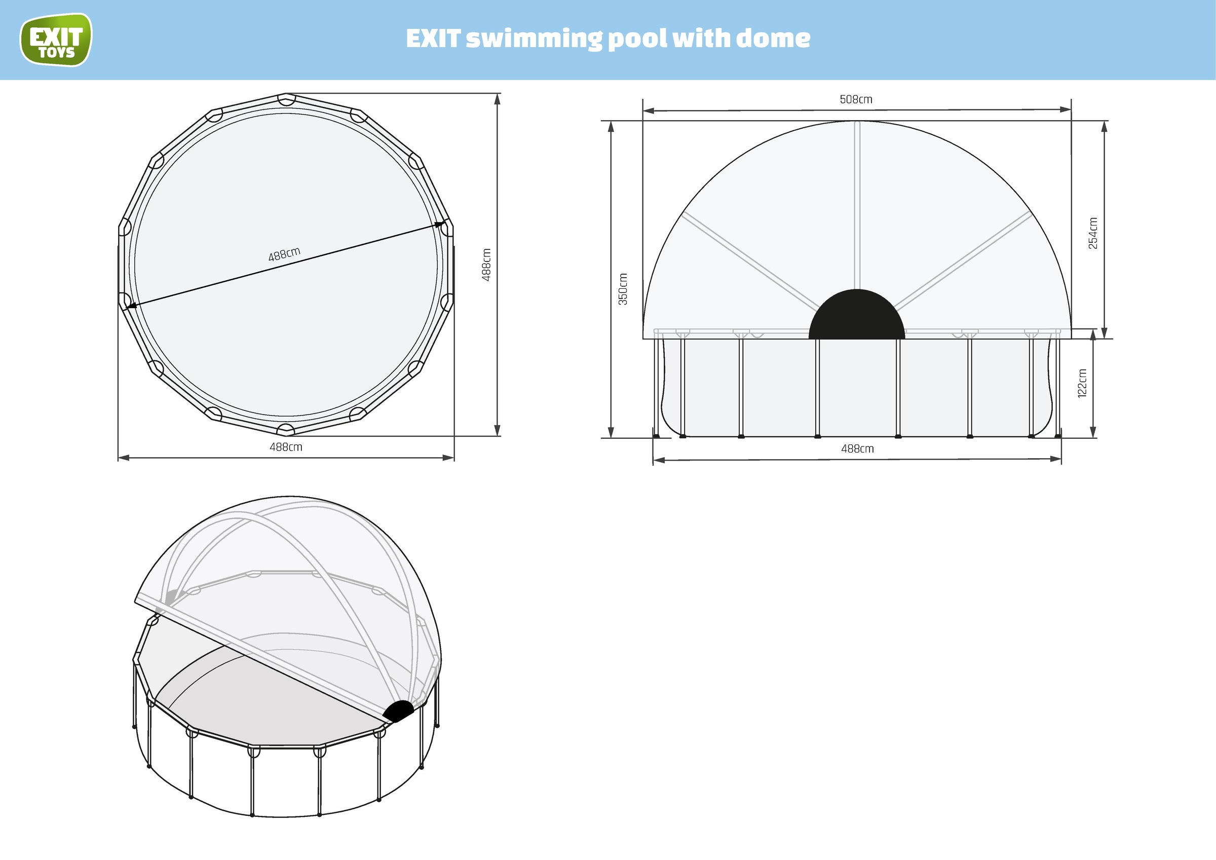 EXIT Framepool »»Black Leather Pool««, (Set), mit Sandfilterpumpe und Abdeckung und Zubehörset - schwarz