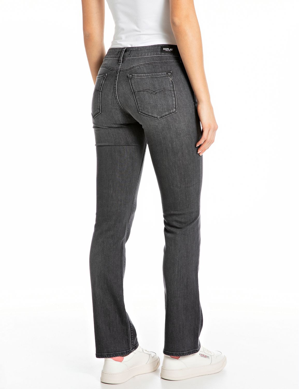 Replay Damen Jeans NEW LUZ BOOTCUT - Grau- Dark Grey Denim günstig online kaufen