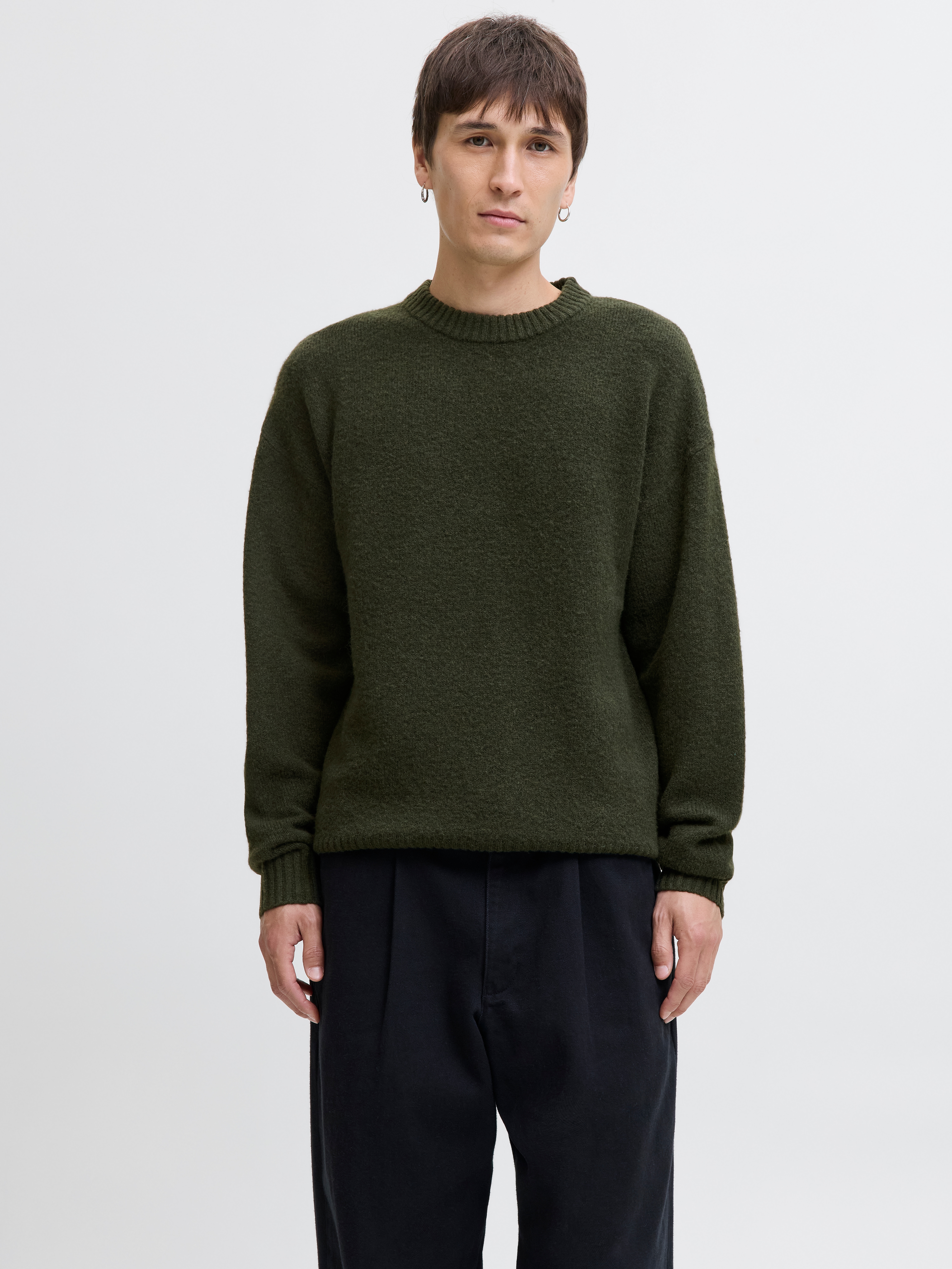 Jack & Jones Rundhalspullover "JJESOHO OLLIE KNIT CREW NECK SN" Materialmix, relaxed fit