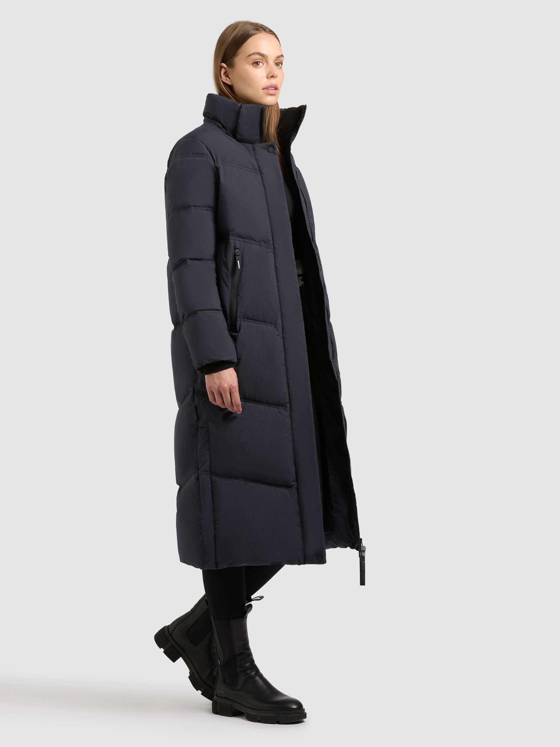 khujo Steppmantel »RITZ« praktische Seitenschlitze mit Reißverschluss, abnehmbare Kapuze