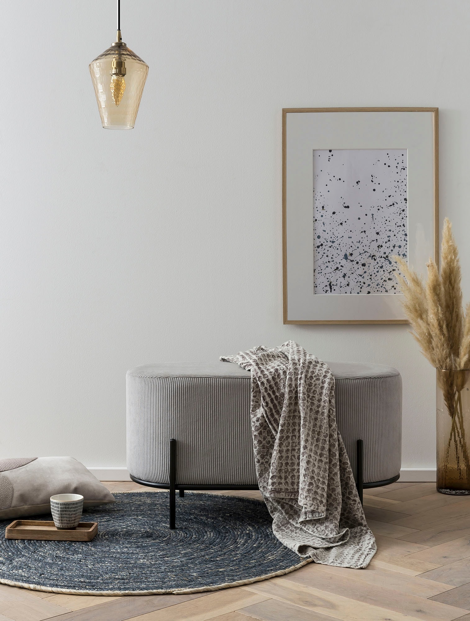 SalesFever Polsterhocker "Komfortabler Polsterhocker", mit Design-Gestell a günstig online kaufen