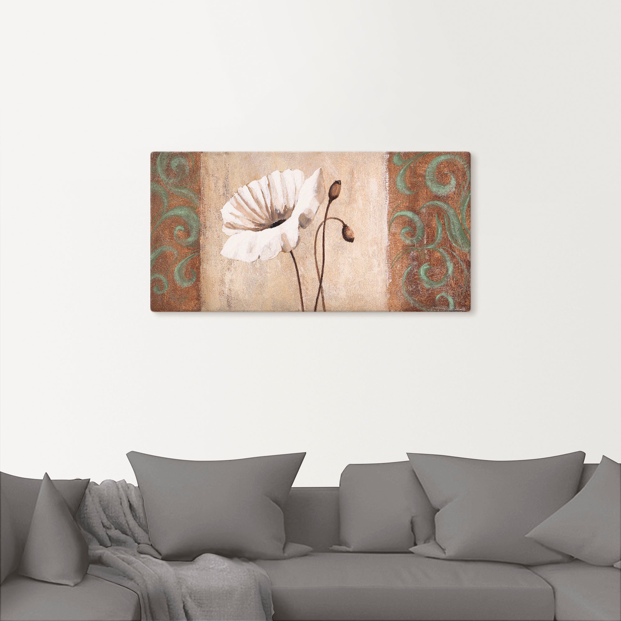 Artland Wandbild »Mohnblumen mit Ornamenten«, Blumen, (1 St.), als Leinwandbild, Poster in verschied. Größen