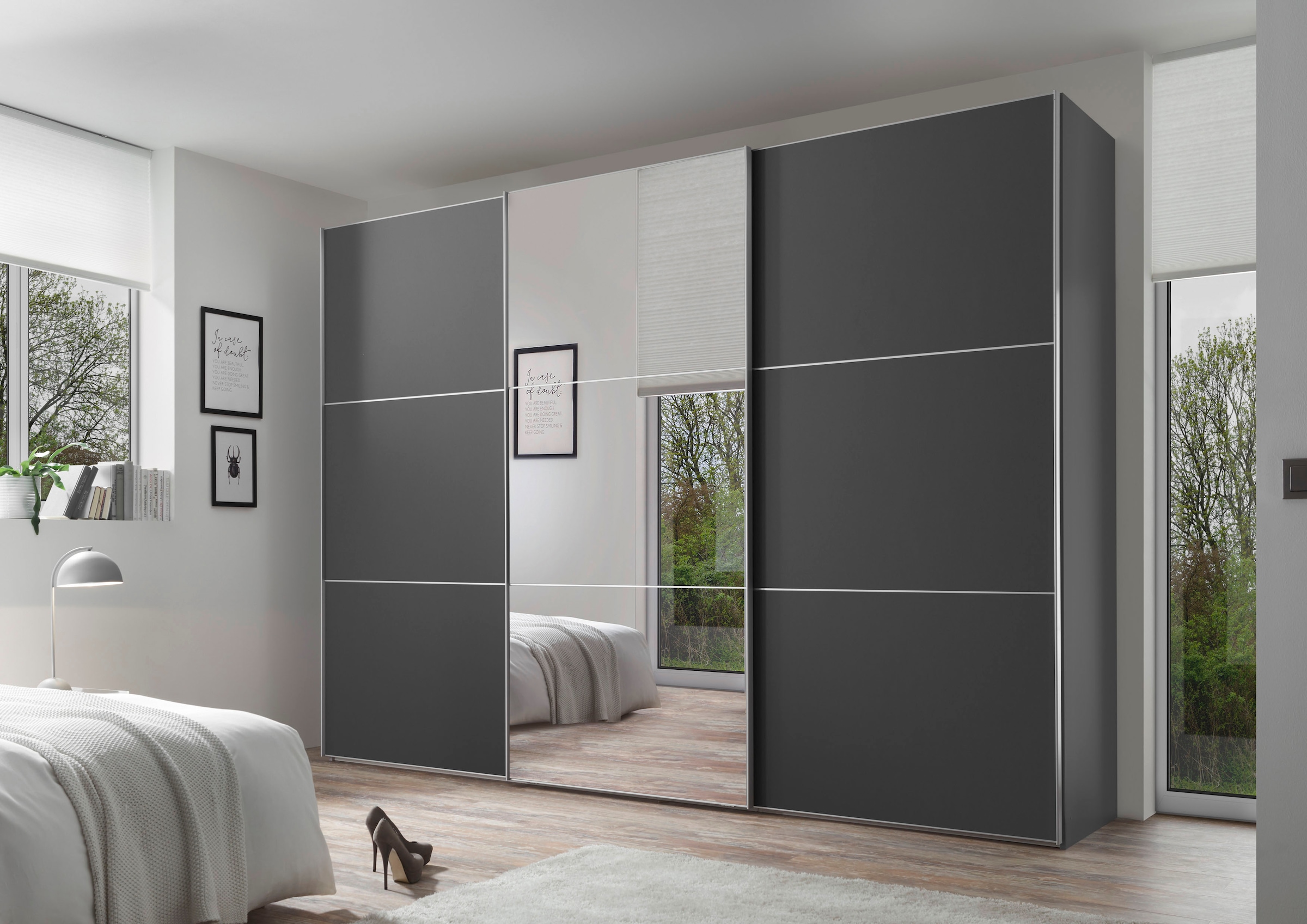 STAUD Schwebetürenschrank "Includo, Made in Germany" Mit Spiegeltüre und vier verschiedenen Ausstattungsvarianten