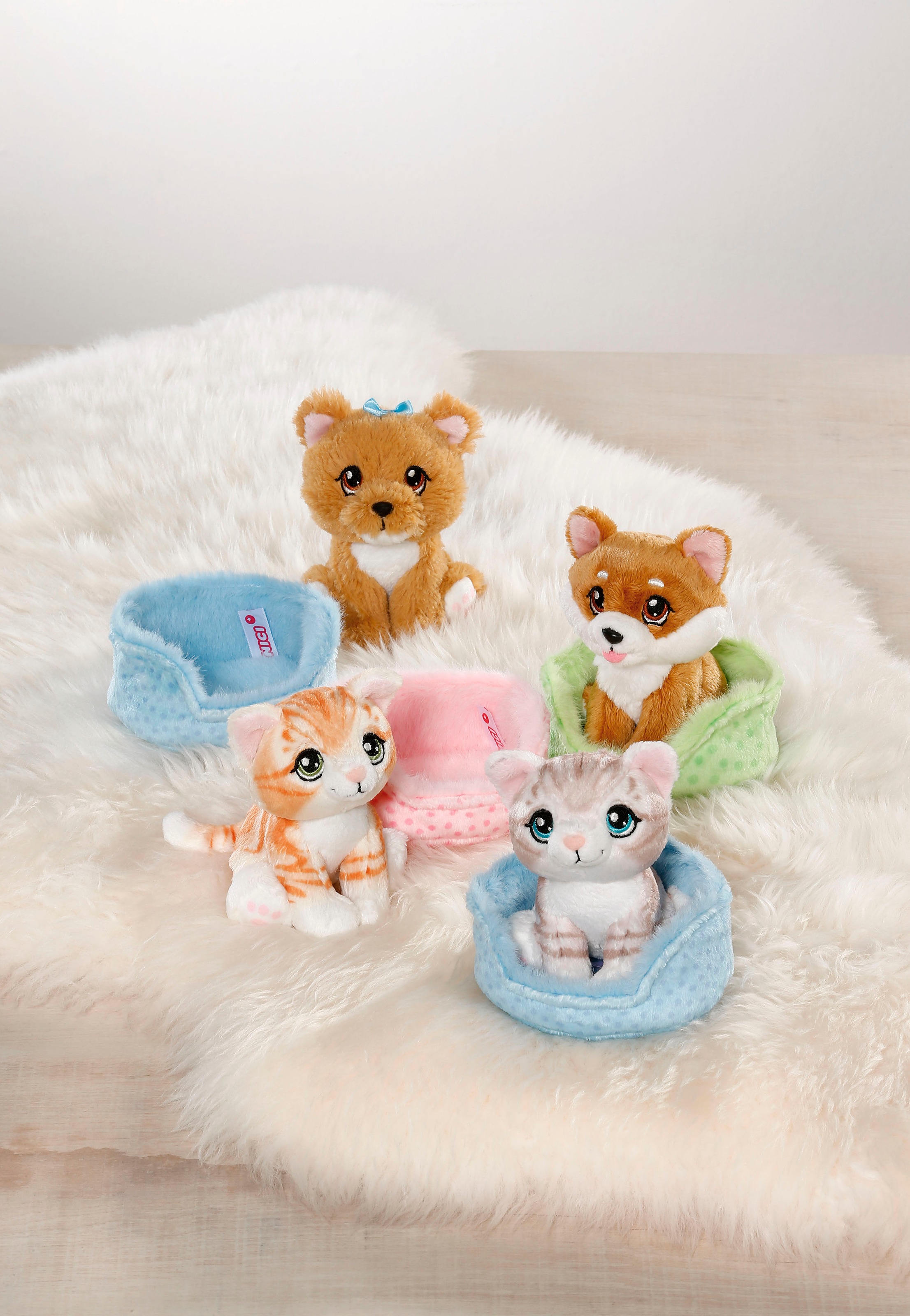 Nici Kuscheltier »Little Paws, Katze rot getigert, 12 cm, im Körbchen rosa«