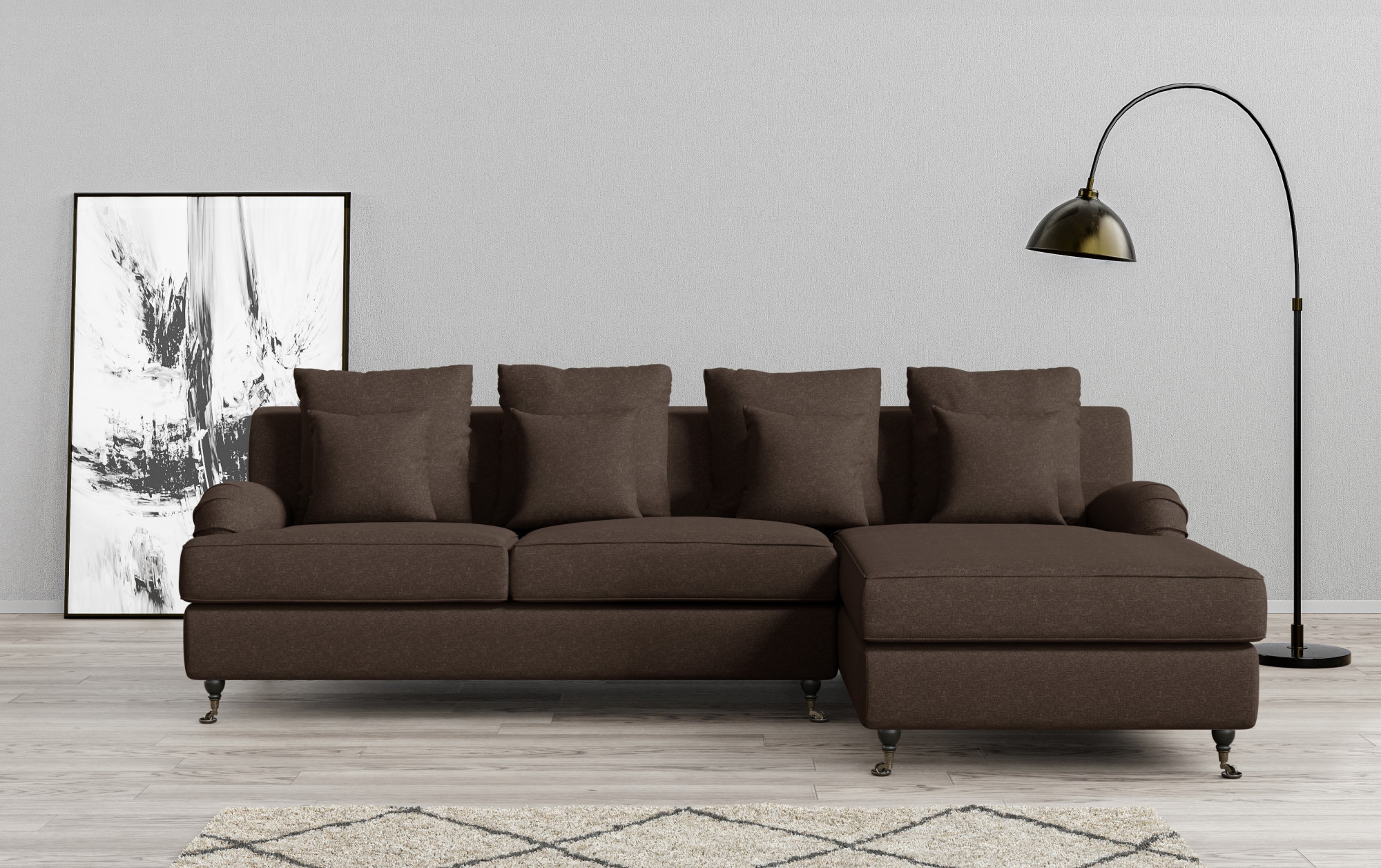 Guido Maria Kretschmer Home&Living Ecksofa »NORIN L-Form«, zwei Fußarten: vorne - Rollen, hinten - Holzfüße
