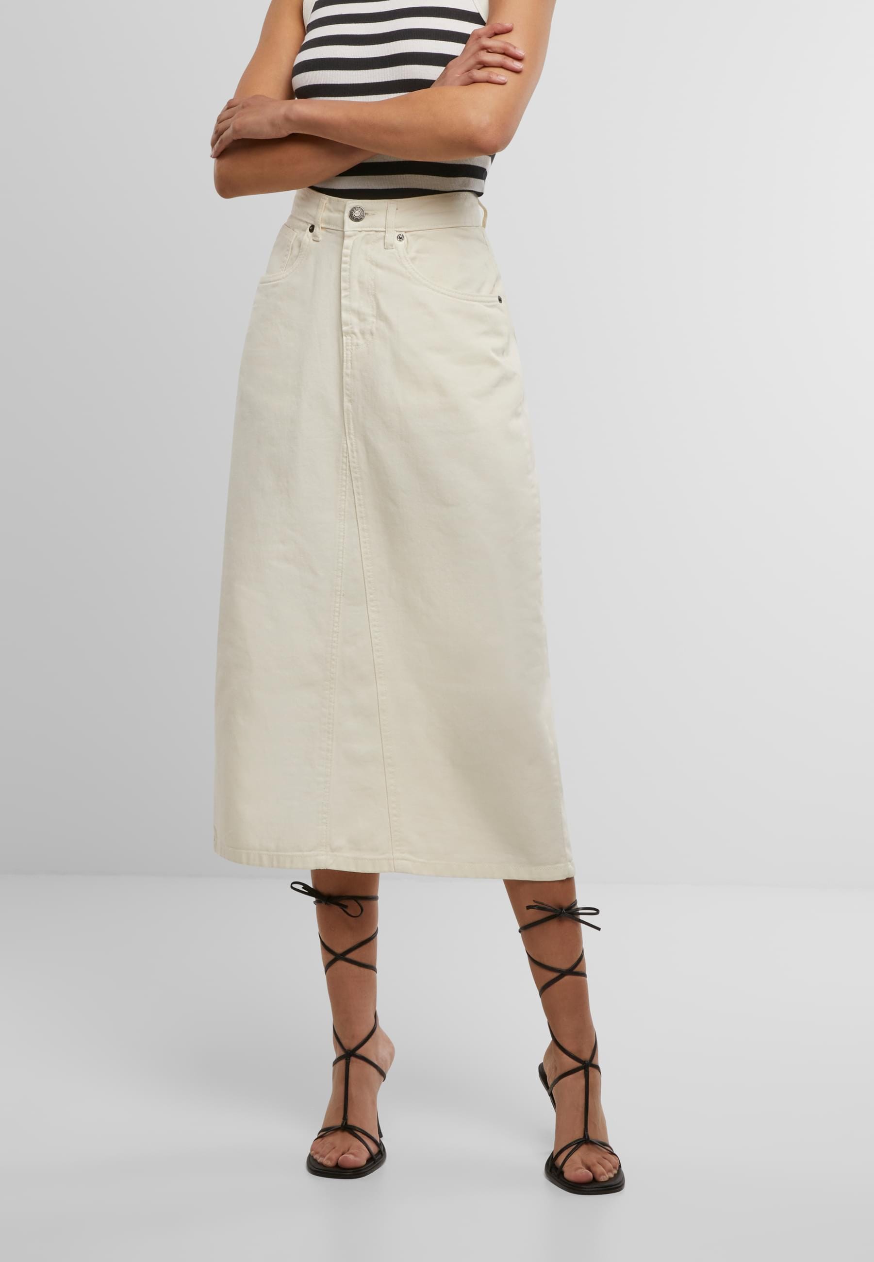 URBAN CLASSICS Sommerrock »Urban Classics Ladies Soft Denim Midi Skirt«, (1 tlg.)