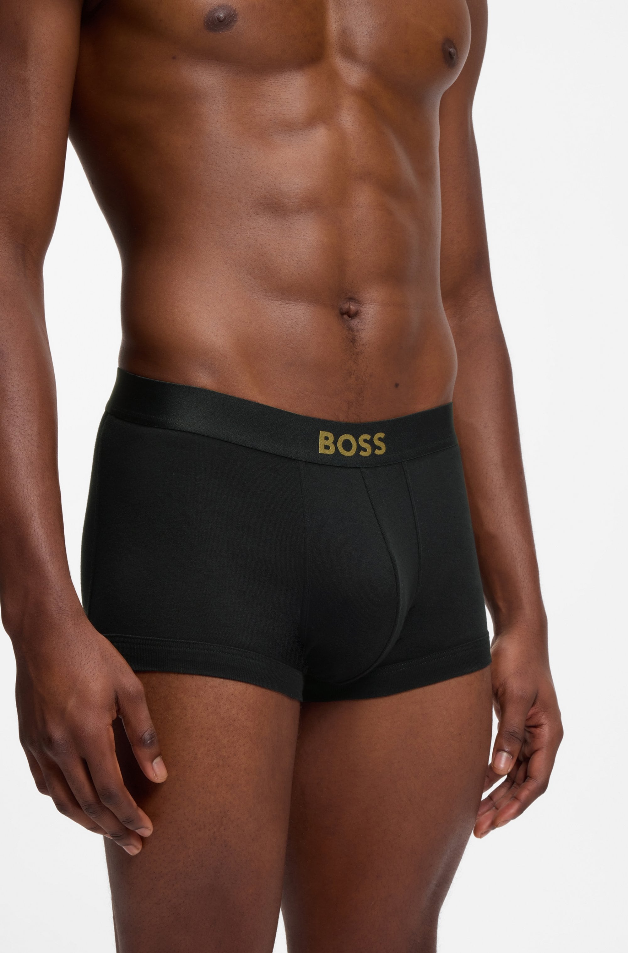 BOSS Herren Trunk "Trunk 2P Gold Logo G", Gr. XXL, schwarz, Jersey, Obermaterial: 100% Baumwolle, Unterhosen, aus gerippter Baumwolle in Geschenkbox