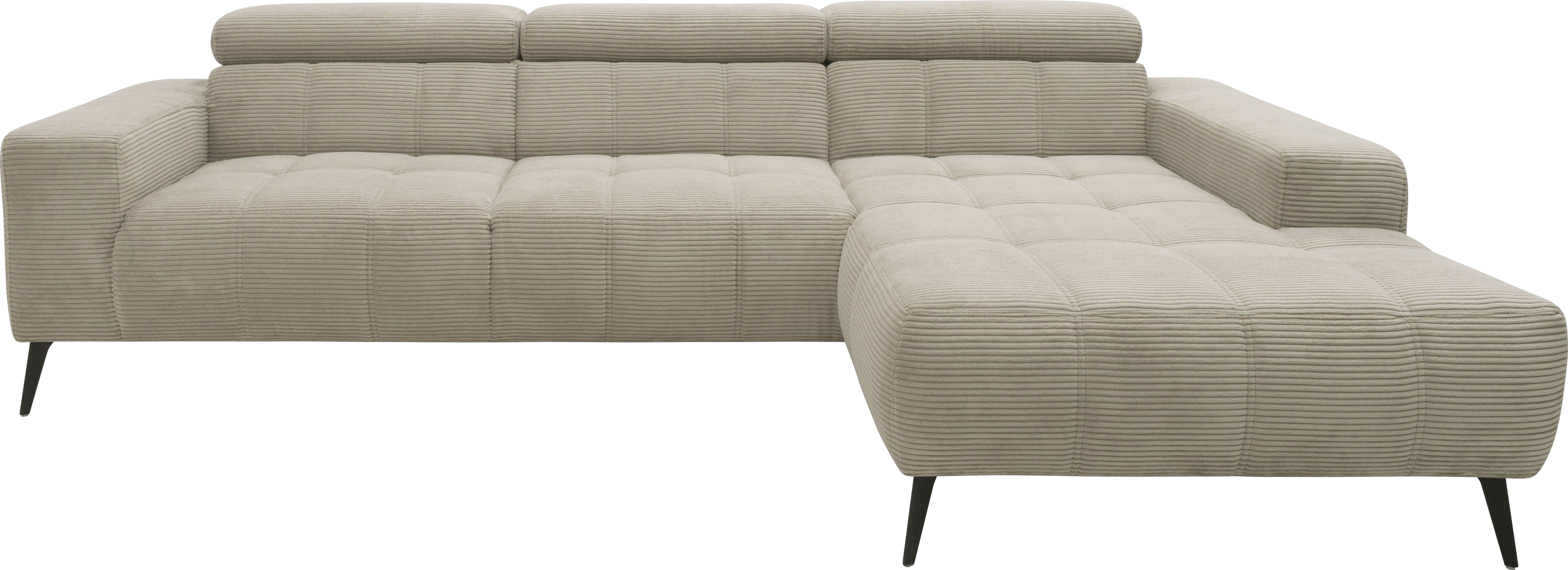 DOMO collection Ecksofa "Trento L-Form, mit Kufenfuß oder Einzelfuß" whlw. verstellbare Kopfteile, passend für gängige Saugroboter