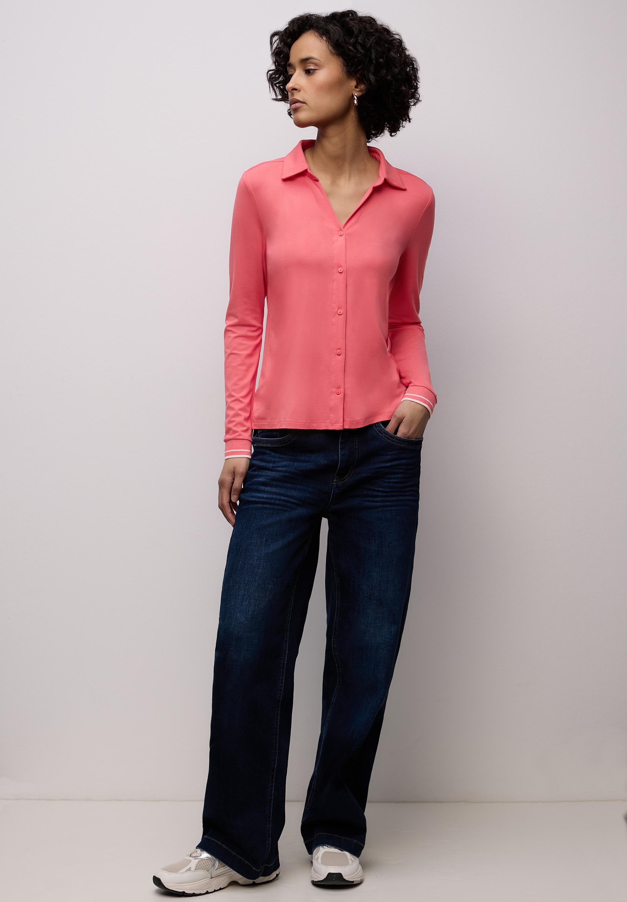 STREET ONE Langarmshirt mit Knopfleiste