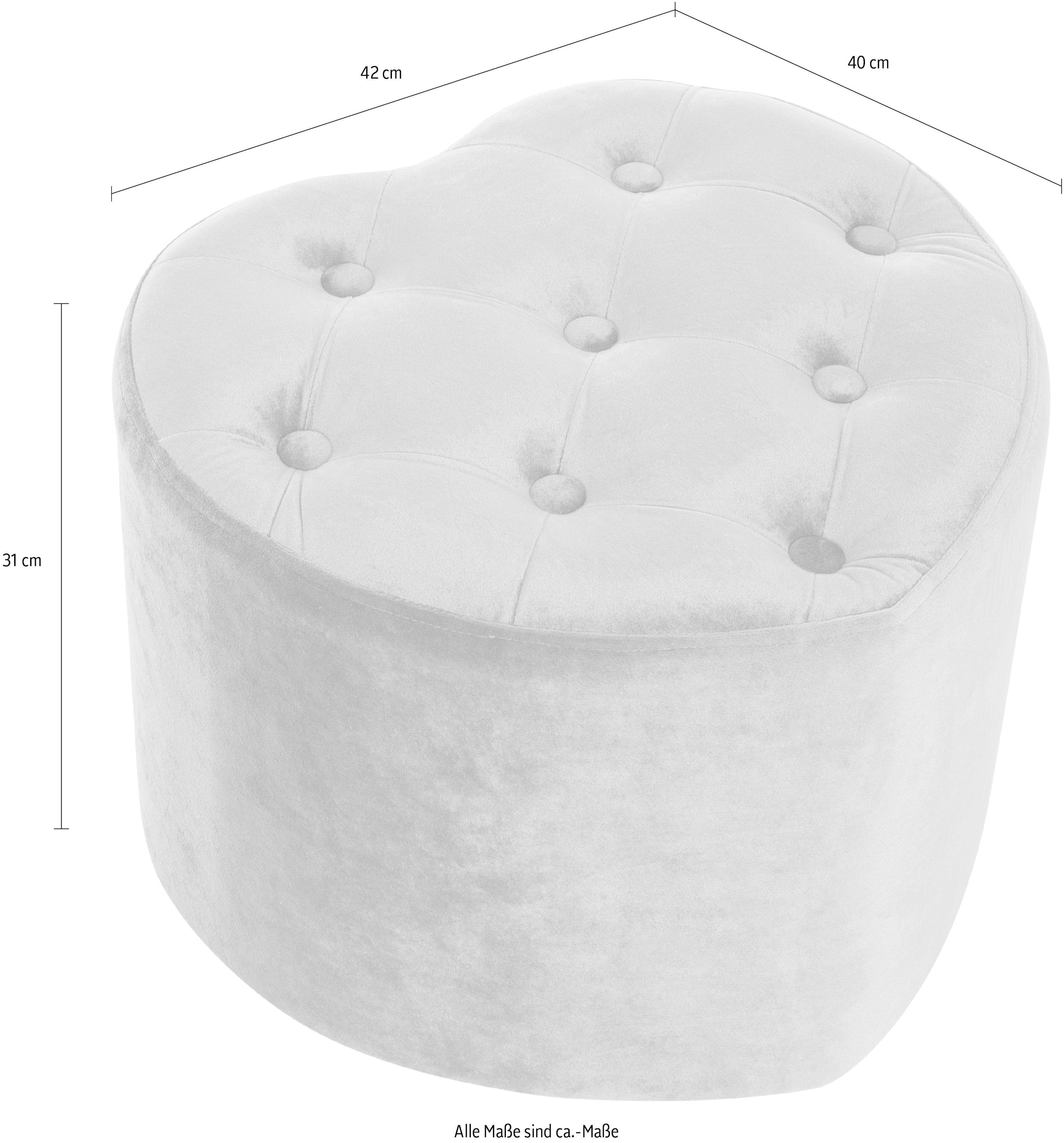 my Flair Hocker, Hocker mit Knöpfen, herzförmig / rose