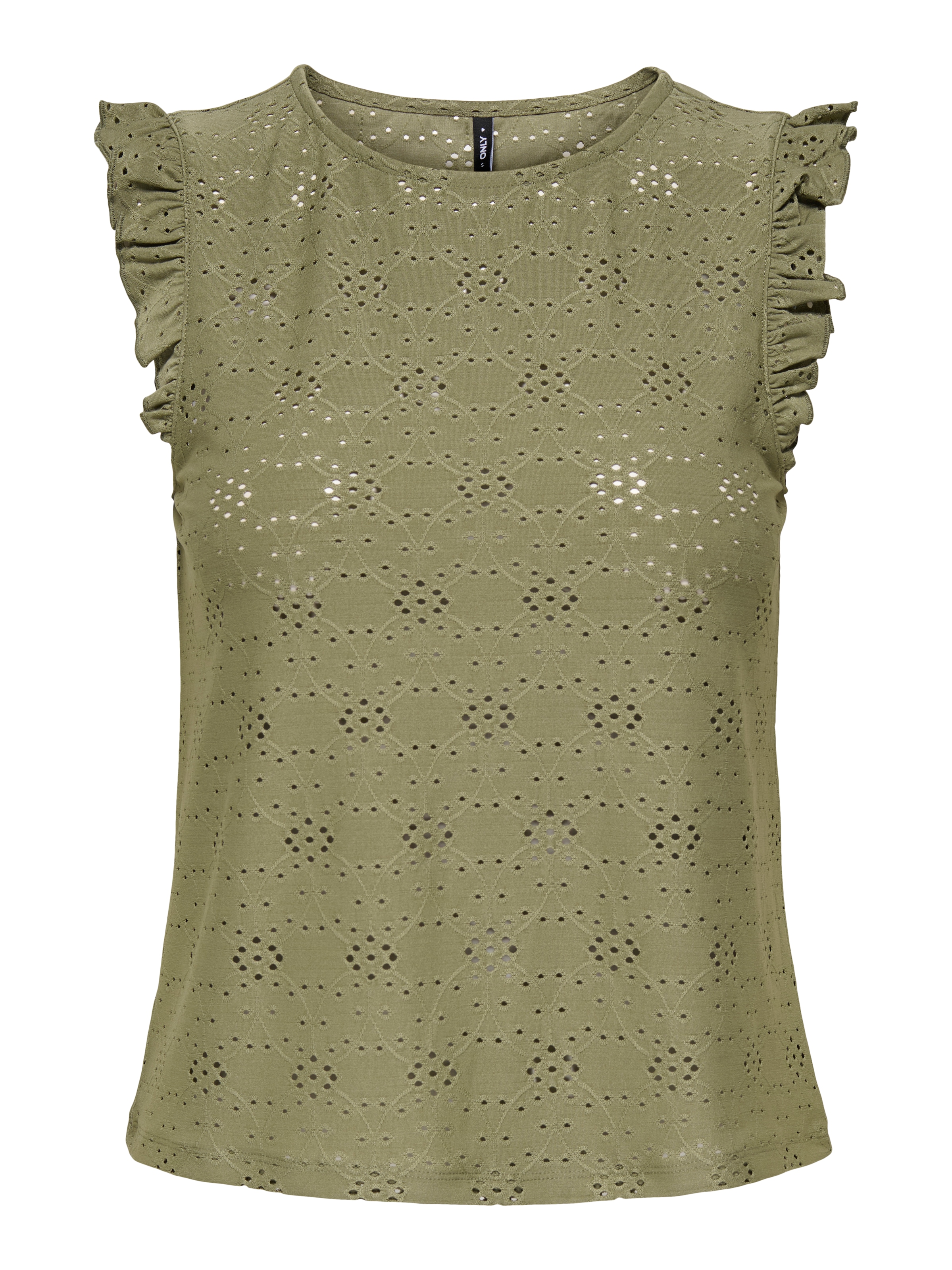 ONLY Shirttop »ONLSMILLA S/L FRILL TOP JRS« Materialmix, regular fit, Rundhals