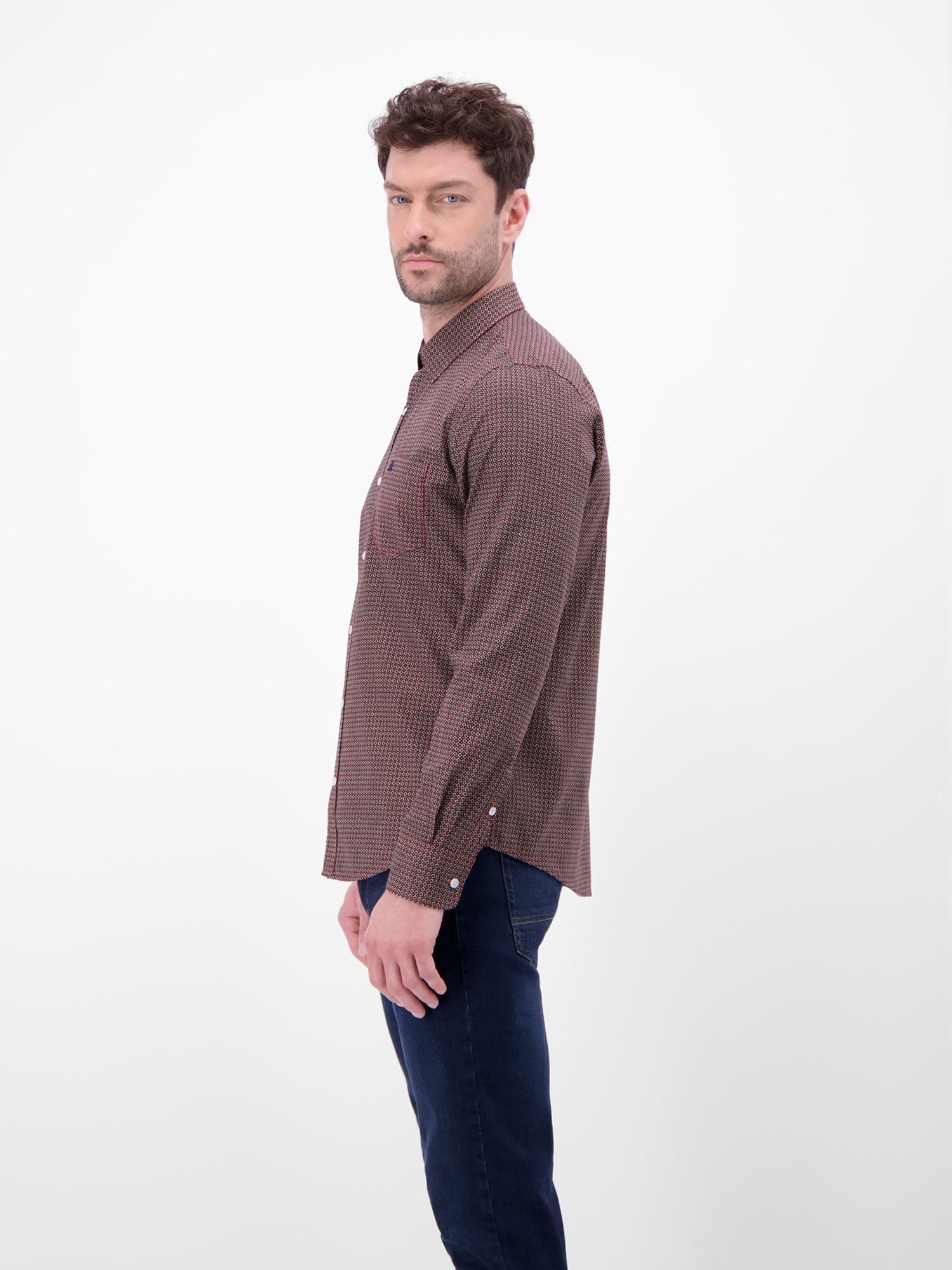 LERROS Langarmhemd »Langarmhemd mit Karomuster aus 100% Baumwolle«