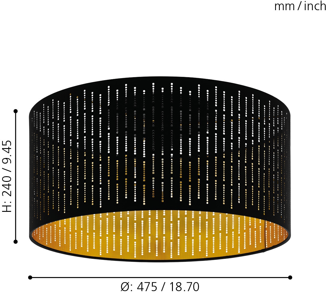 EGLO Deckenleuchte »VARILLAS«, 1 flammig-flammig, Deckenleuchte aus Stahl und Textil, Flurlampe Decke, schwarz gold, E27