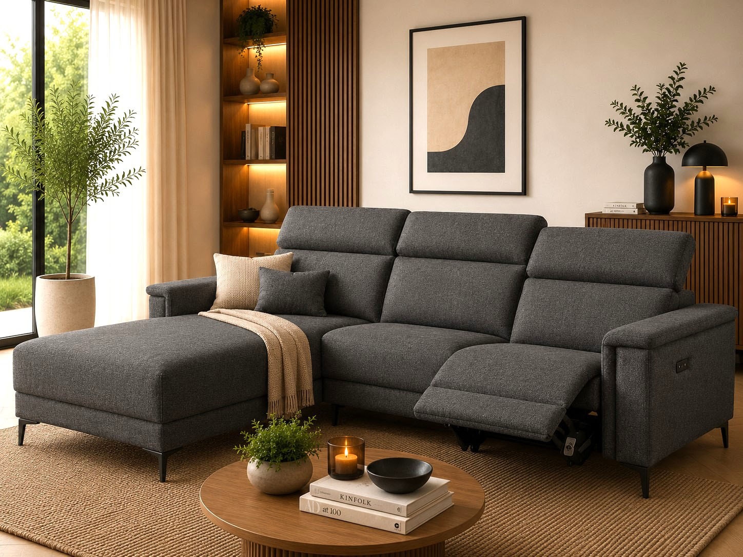 OTTO home Ecksofa "LUND, Struktur-Bezug, L-Form, 261cm, man. /elektr. Relaxfunktion" auch mit USB A-Anschluss sowie Kopfteilverstellung