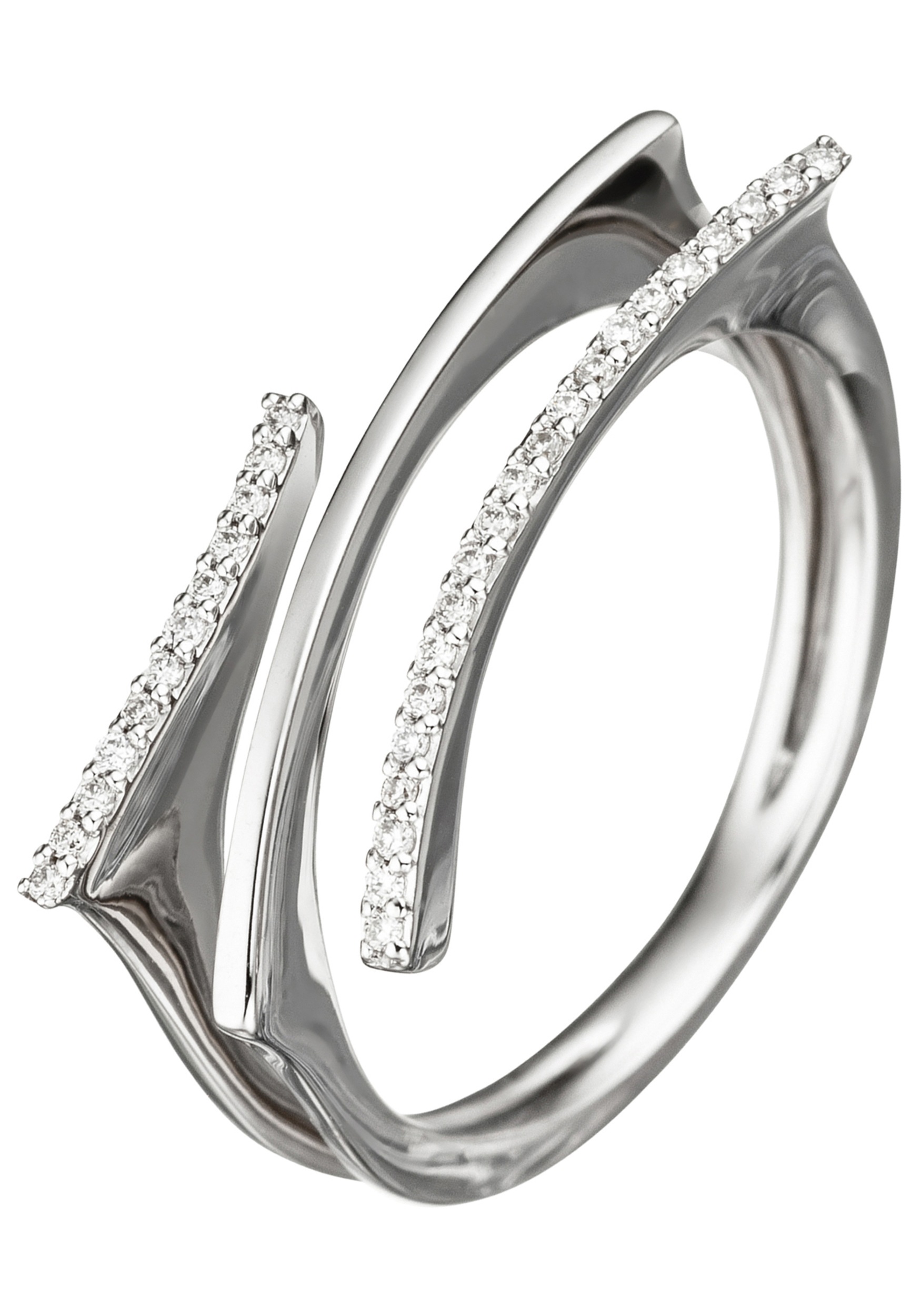 Diamantring JOBO Gr. 56, weiß (weißgold 585), Fingerringe, Damen, 56, SI = kleine Einschlüsse, Diamanten Weißgold 585, Diamanten, Weißgold 585, Diamantring, 585 Weißgold mit 33 Diamanten
