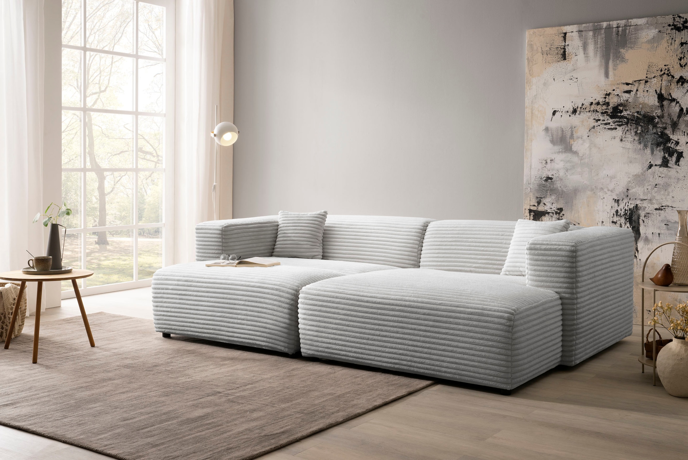 andas Polsterecke "BAKELS", Ecksofa-Set (incl. Hocker) im trendigen Megacord