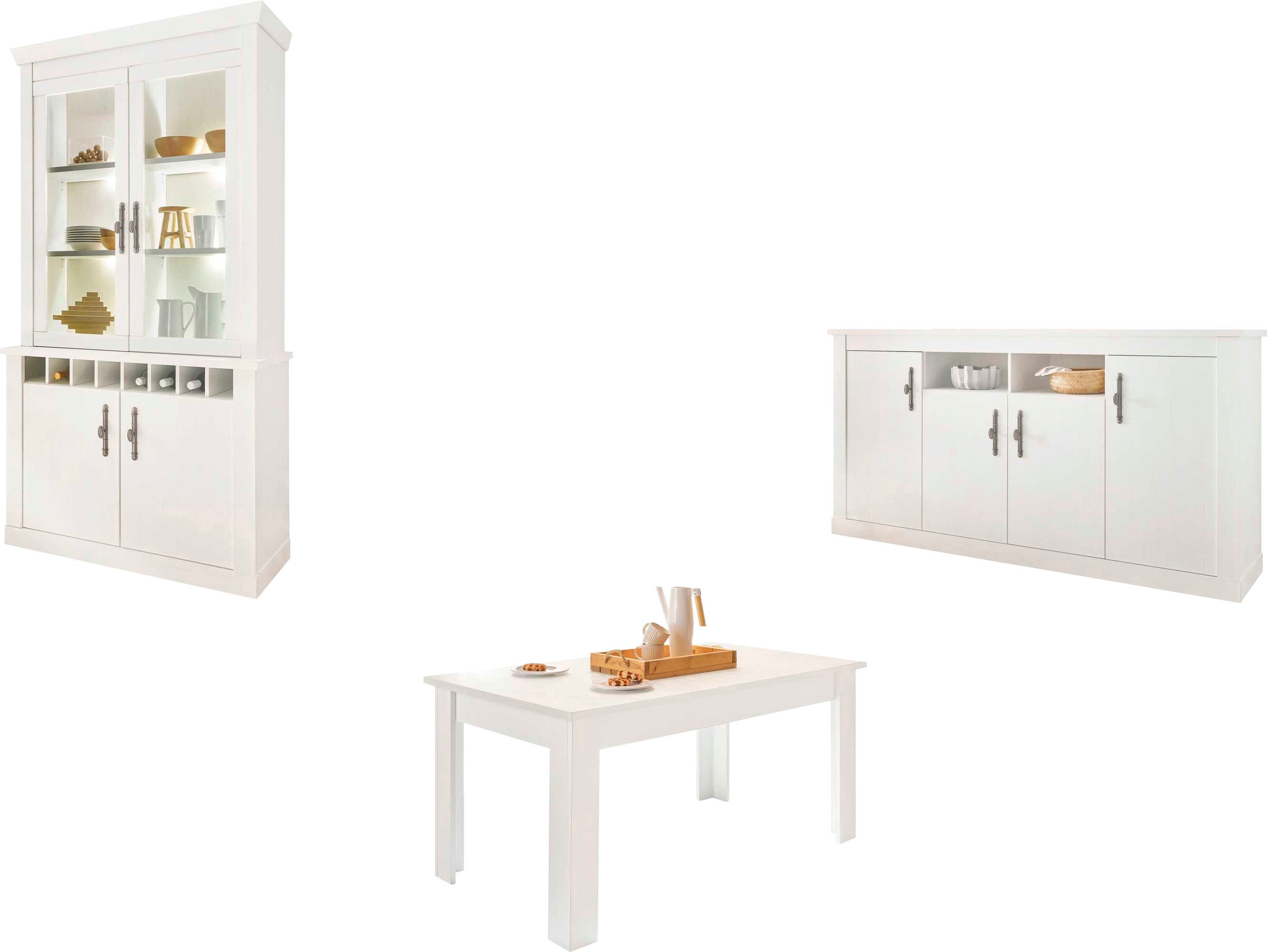 Home affaire Wohnwand "RAVENNA" 3 Stk. tlg. im romantischen Landhausstil, G günstig online kaufen