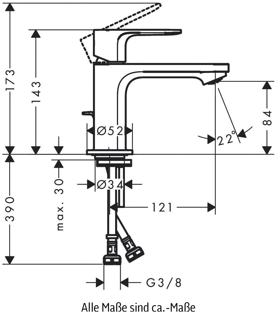 hansgrohe Waschtischarmatur »Rebris S«, 80cm, mit Zugstangen-Ablaufgarnitur, chrom