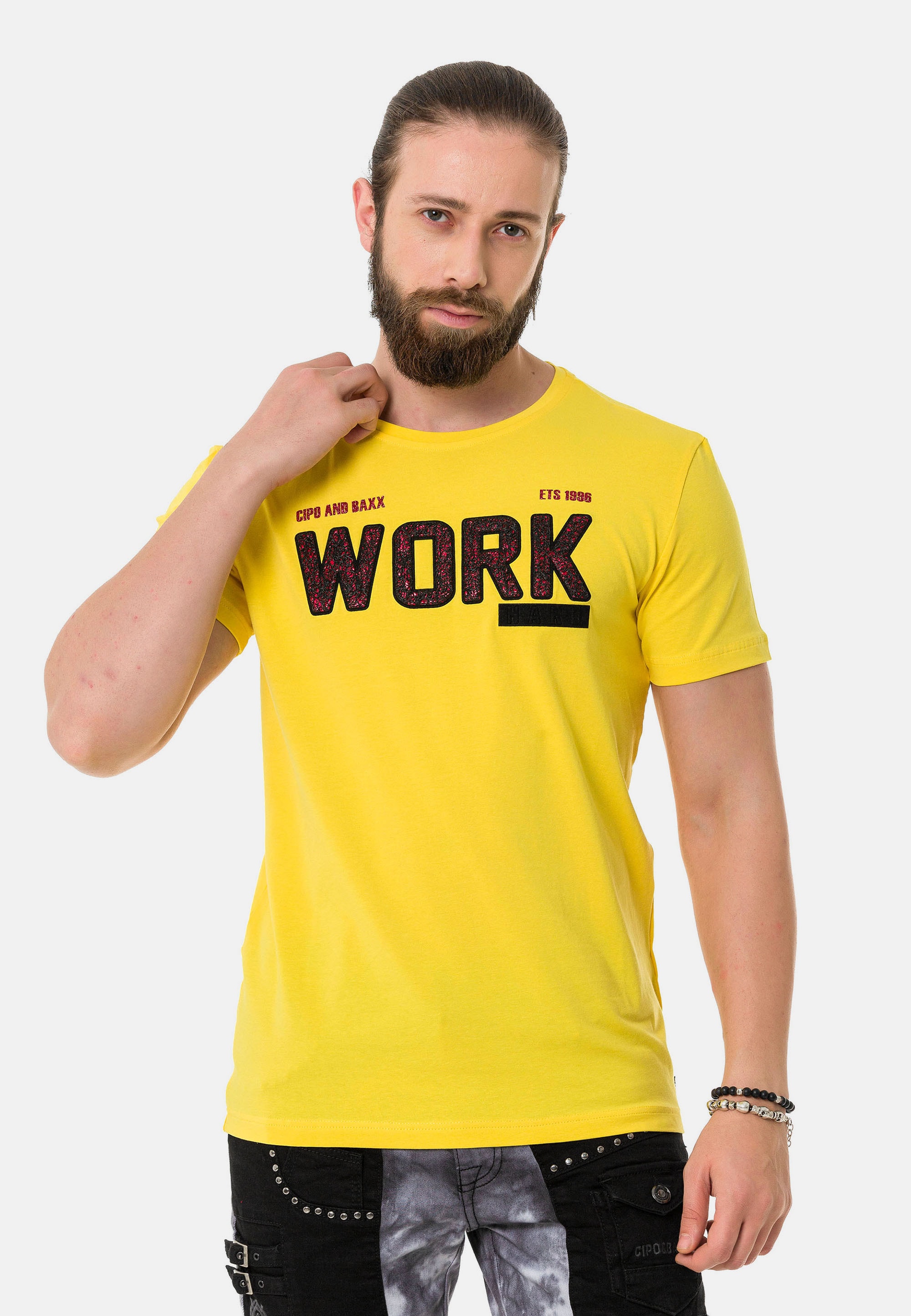 Cipo & Baxx T-Shirt, mit coolem Work-Aufdruck