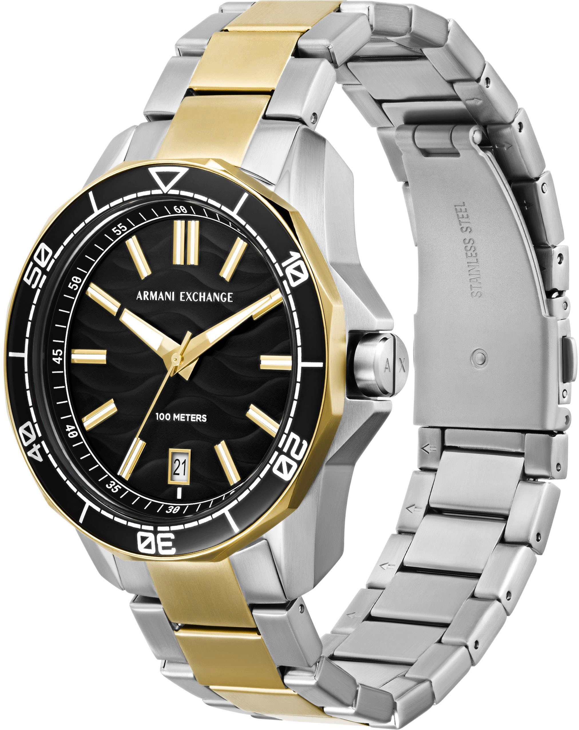 ARMANI EXCHANGE Quarzuhr, Armbanduhr, Herrenuhr, bis 10 bar wasserdicht, Edelstahlarmband