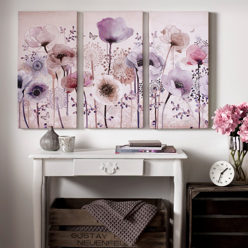 Art for the home Leinwandbild »Classic Poppy«, Blumen, (Set, 3 St.)