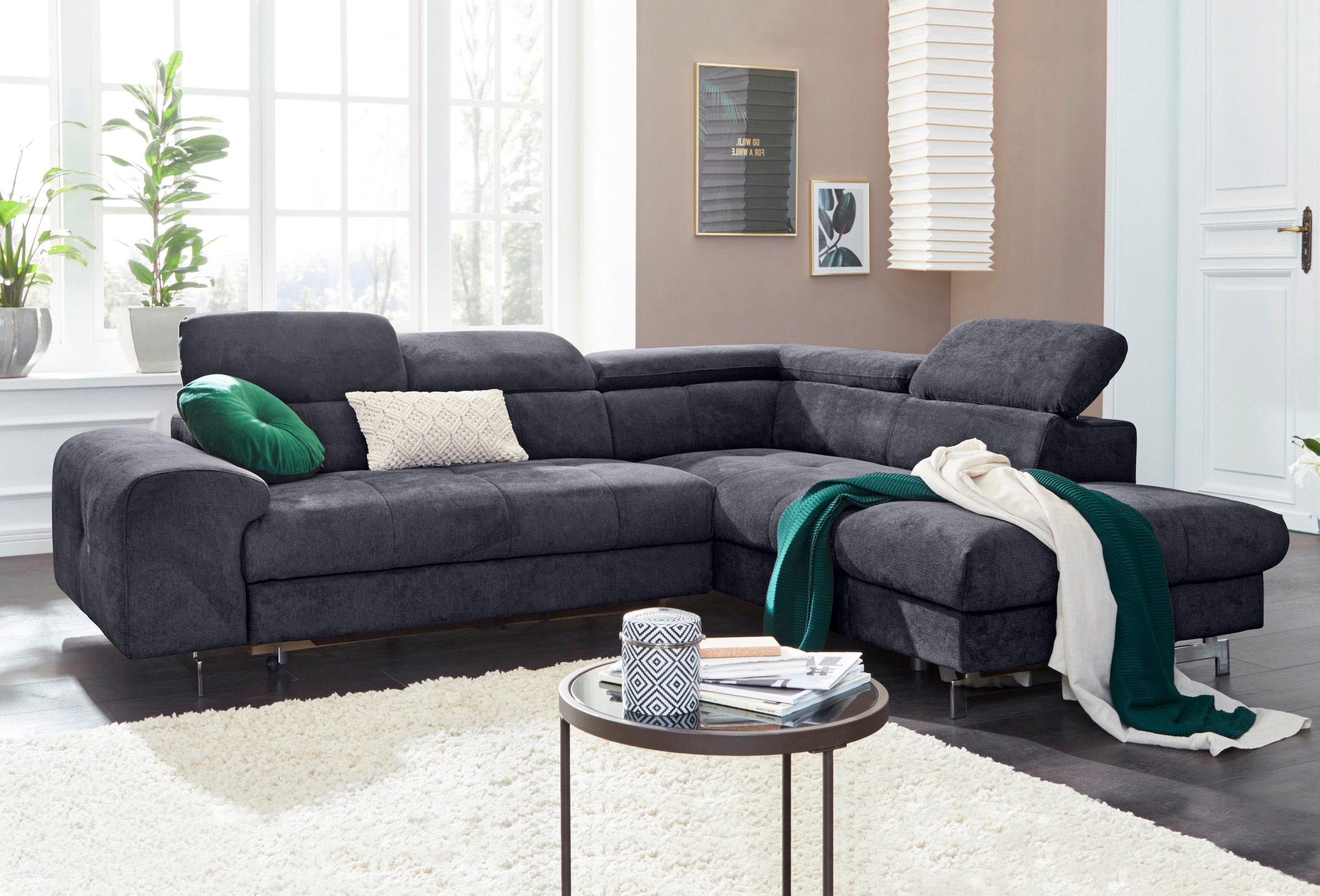 COTTA Ecksofa »Chef L-Form«, mit Kopfteilverstellung, wahlweise mit Bettfunktion & Bettkasten