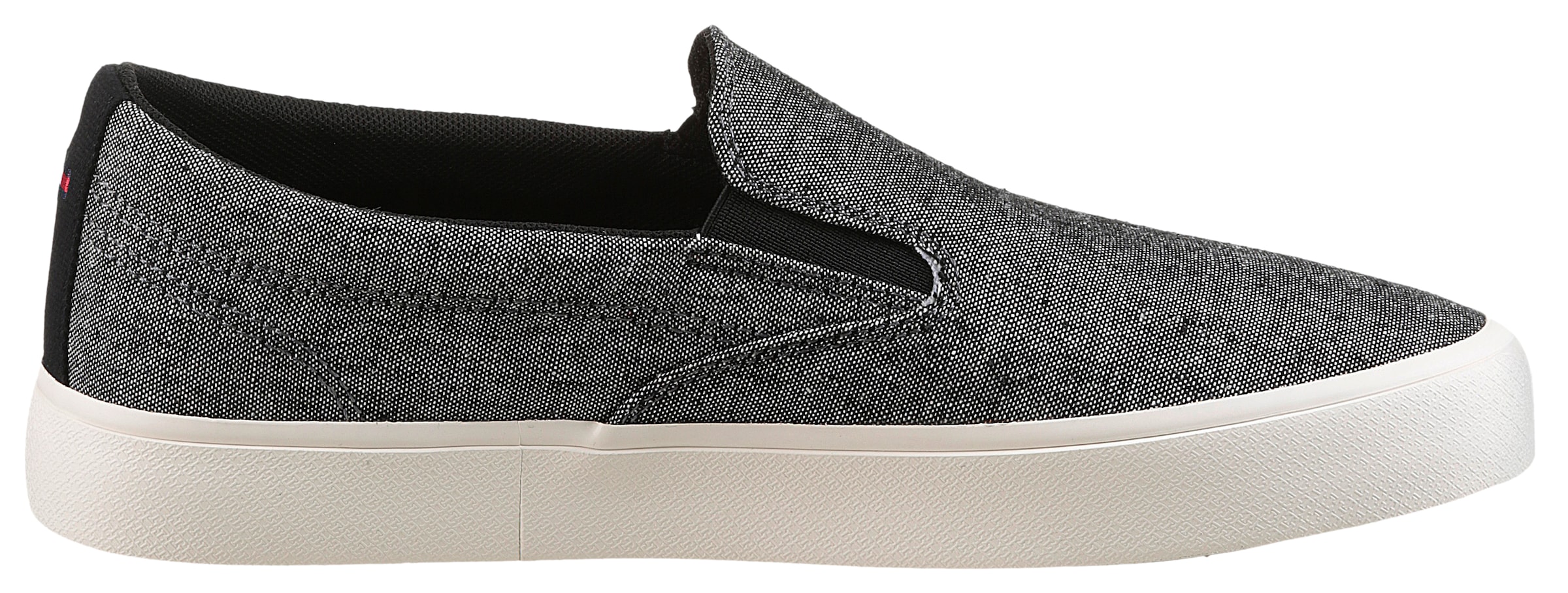Tommy Hilfiger Slip-On Sneaker »TH HI VULC LOW SLIP ON CH«, Freizeitschuh, Schlupfschuh, Halbschuh mit seitlichen Gummizügen