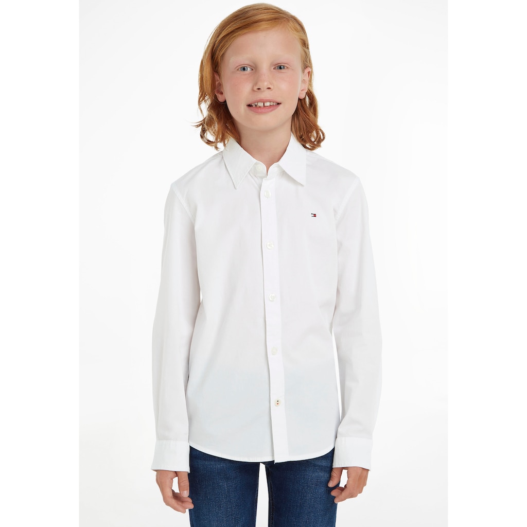 Tommy Hilfiger Langarmhemd »SOLID STRETCH POPLIN SHIRT L/S«, Kinder Kids Junior MiniMe