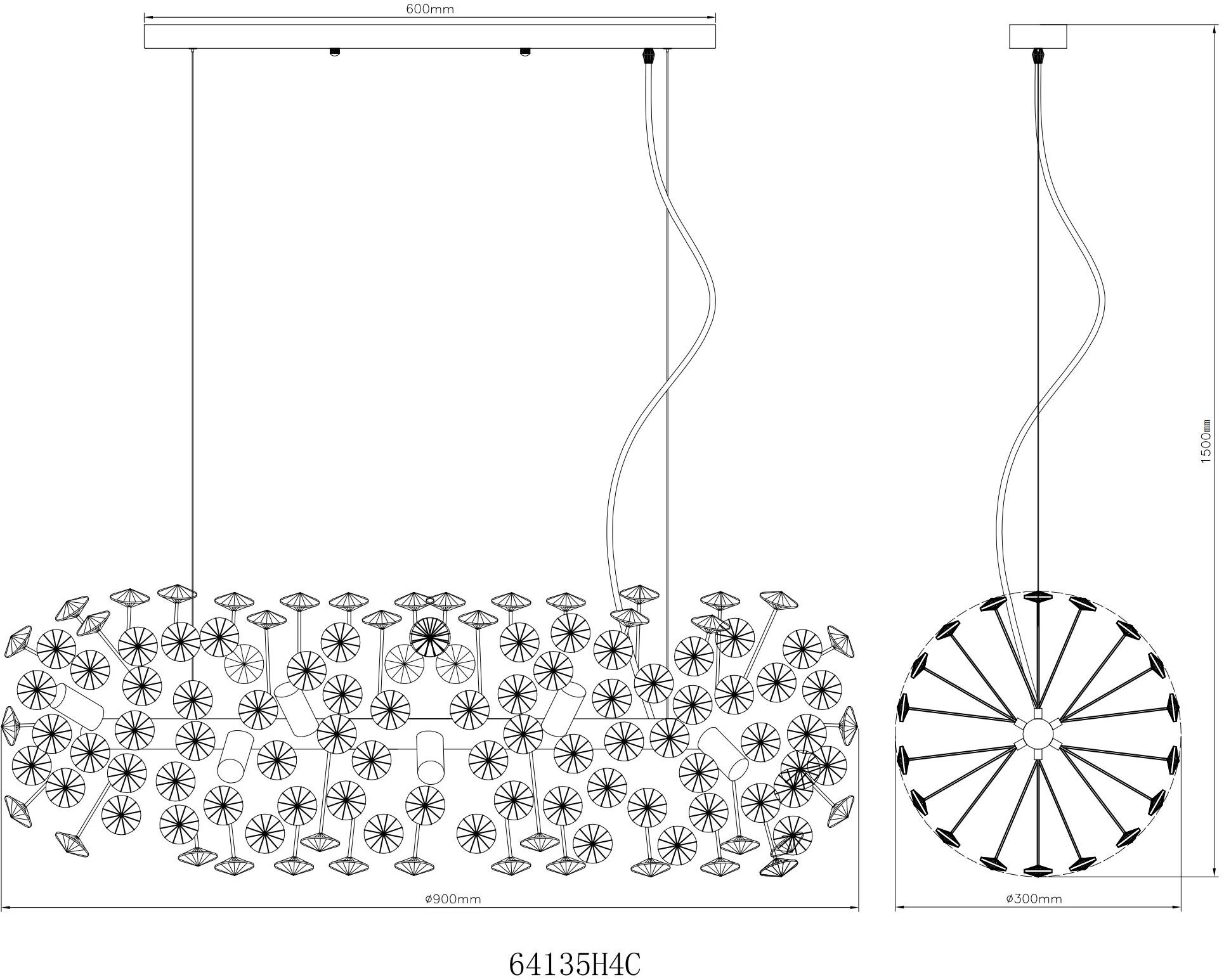 GLOBO LIGHTING Hängeleuchte »KATRINA« G9 1 Stk. Warmweiß Luster Hängelampe Esszimmer Esstisch-Lampe elegant