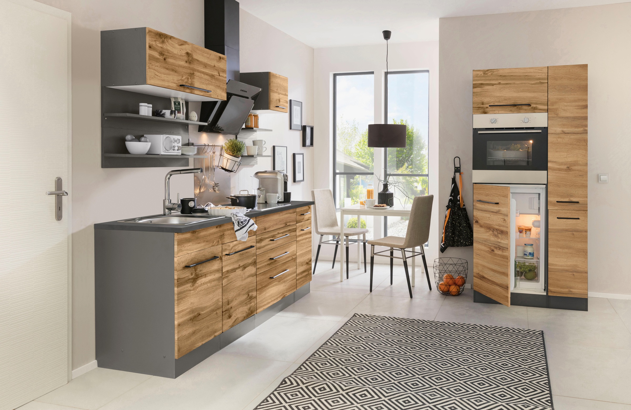 KOCHSTATION "KS-Tulsa" ohne E-Geräte, Breite 320 cm, schwarze Metallgriffe, günstig online kaufen