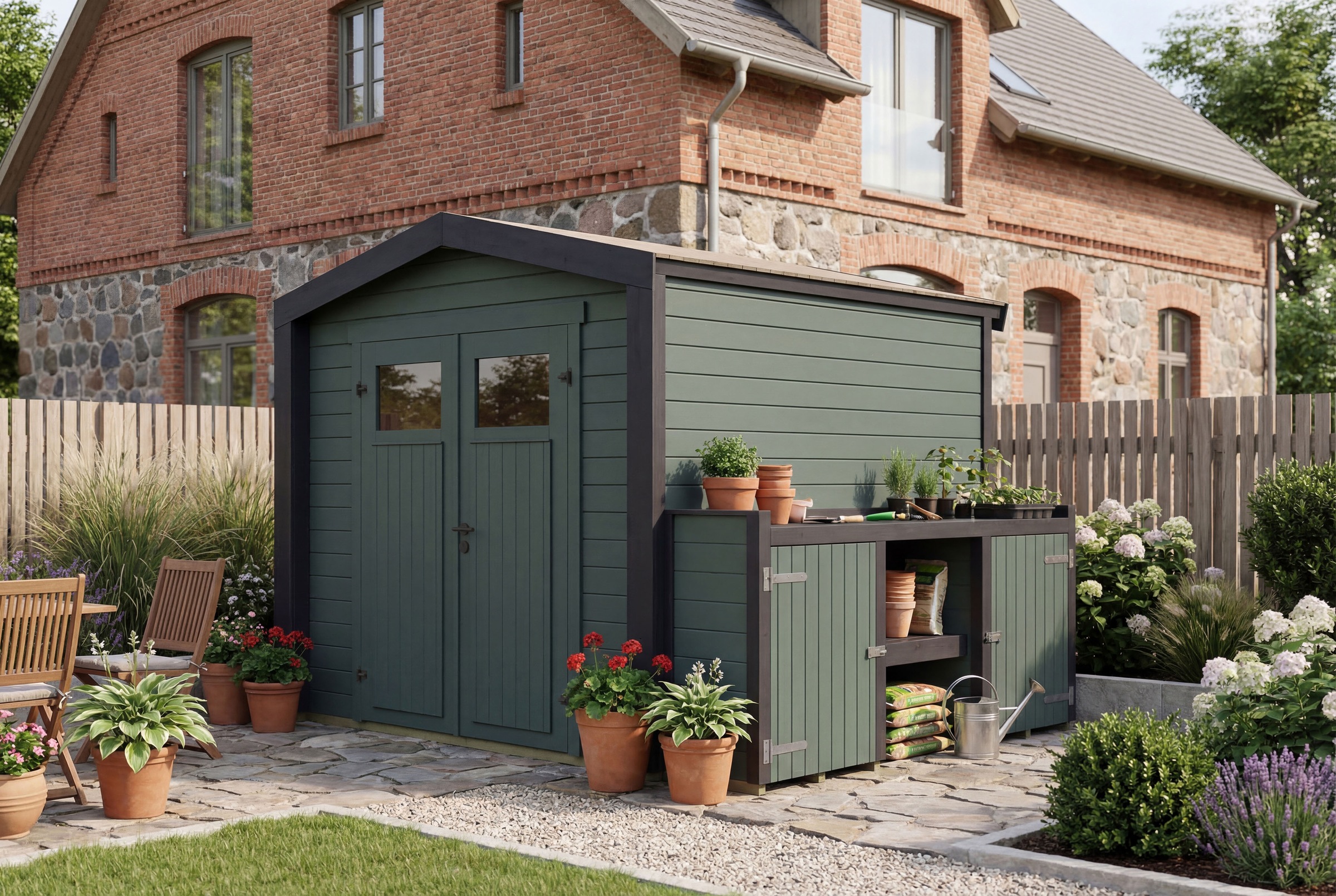 weka Gartenhaus "Killarney" Doppeltür, 1/4 verglast, mit Pflanztisch
