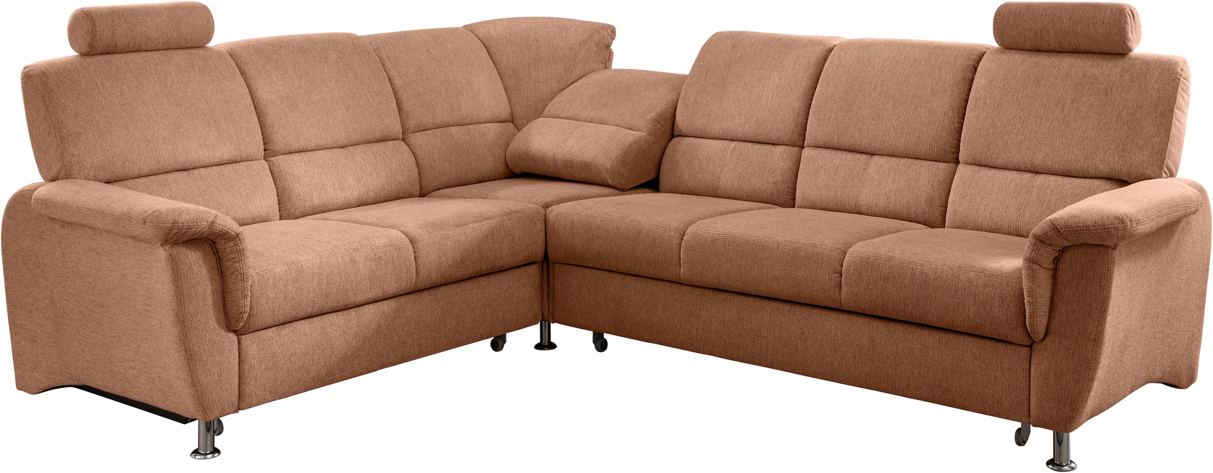 Home affaire Ecksofa »Pisa L-Form, mit Schlaffunktion, Stauraum, 2x höhenverstellbare«, Kopfstützen und Relaxfunktion im Eckelement