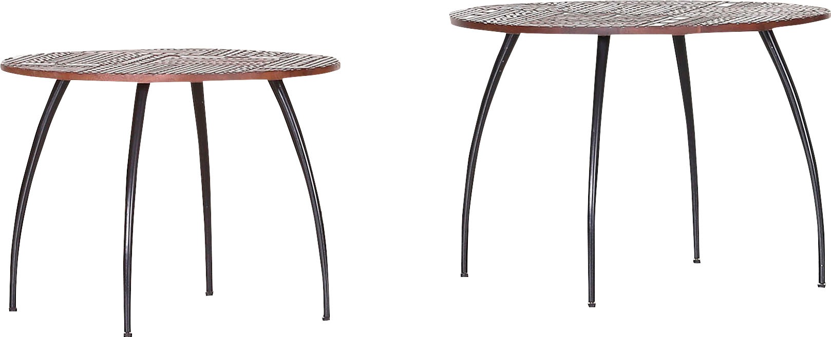 Gutmann Factory Beistelltisch "Bloom, Couchtisch 2-er Set" 3 Stk. tlg. Wohnzimmertische, mit Schnitzereien aus Akazienholz