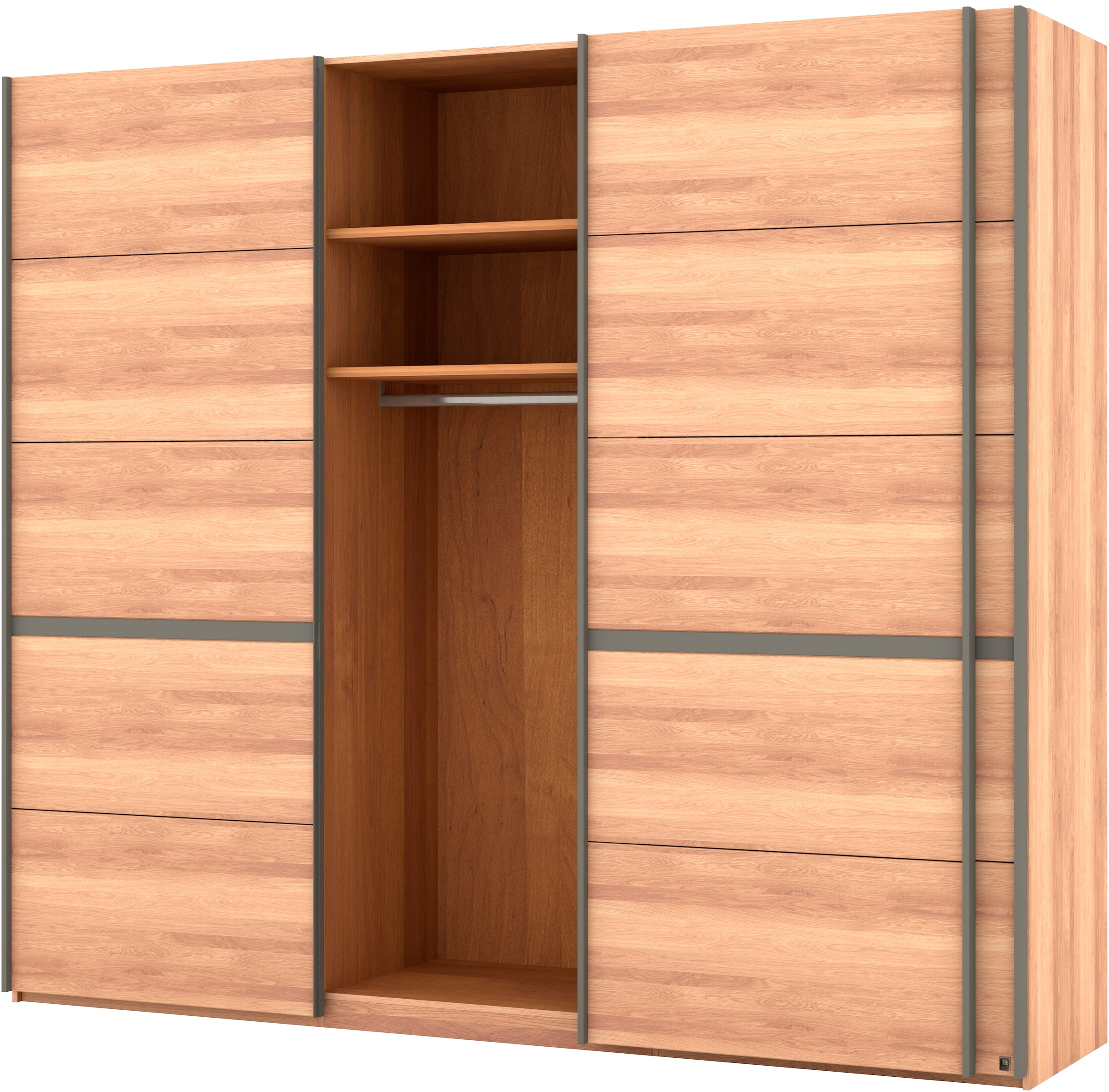 Musterring Schwebetürenschrank »Sorrent, Kleiderschrank, Schrank, Schiebetüren«, (Teilmassiv Eiche, MADE IN GERMANY), Türen in Eiche massiv mit Kassetten-Optik, verschiedene Maße verfügbar