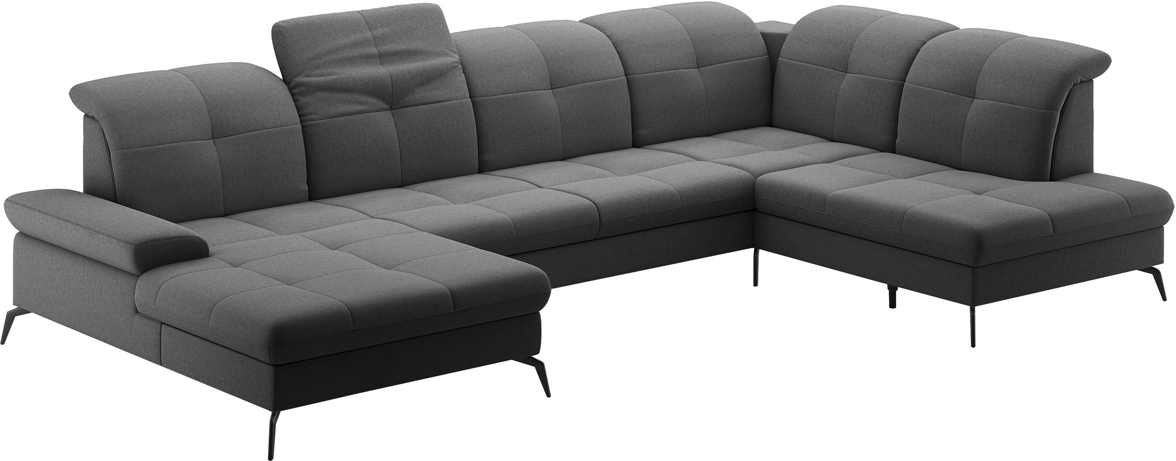 sit&more Wohnlandschaft »Amica, U-Form, inkl. Sitztiefenverstellung und Armteilverstellung«, wahlweise mit Kopfteilverstellung, Bettfunktion und Bettkasten