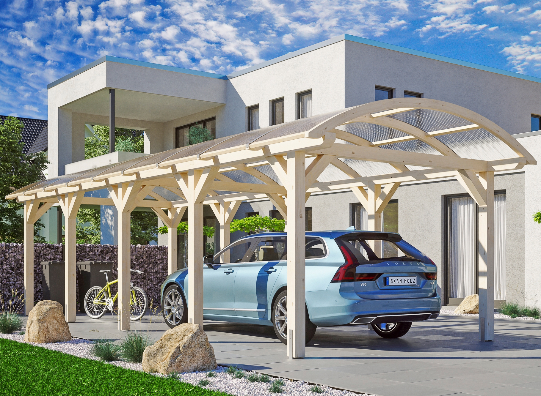 Skanholz Einzelcarport "Franken" Leimholz 300 cm natur