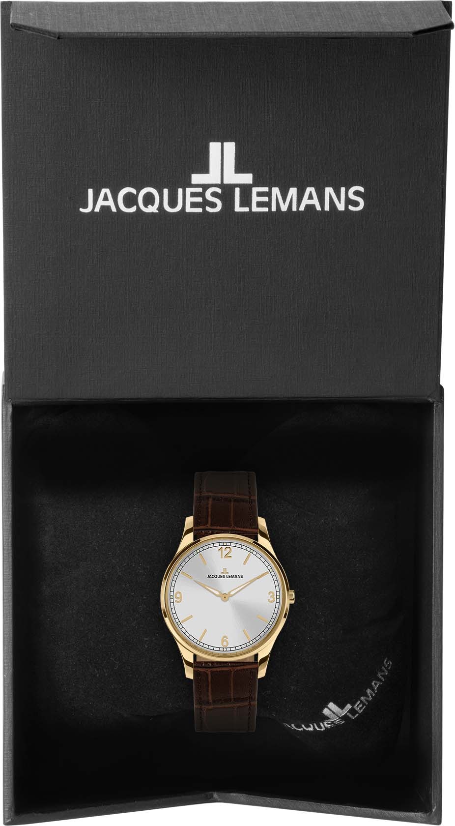 Jacques Lemans Quarzuhr »London, 1-2129C«, Armbanduhr, Damenuhr, Lederarmband, gehärtetes Crystexglas