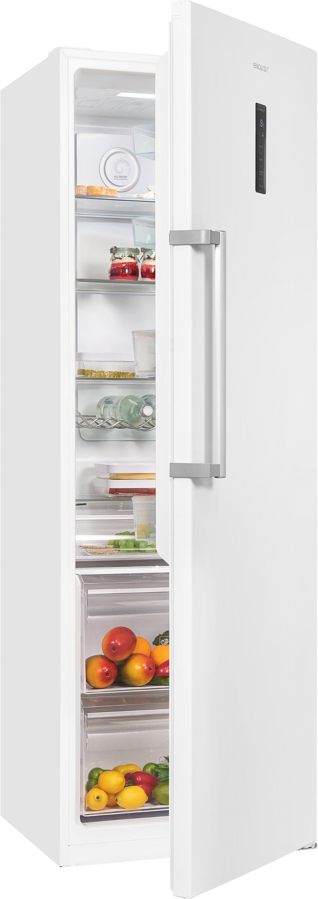 exquisit Kühlschrank "KS360-V-HE-040C weiss" 185 cm hoch 60 cm breit Nie wieder abtauen: Vollraum-Kühlschrank mit No-Frost & LED