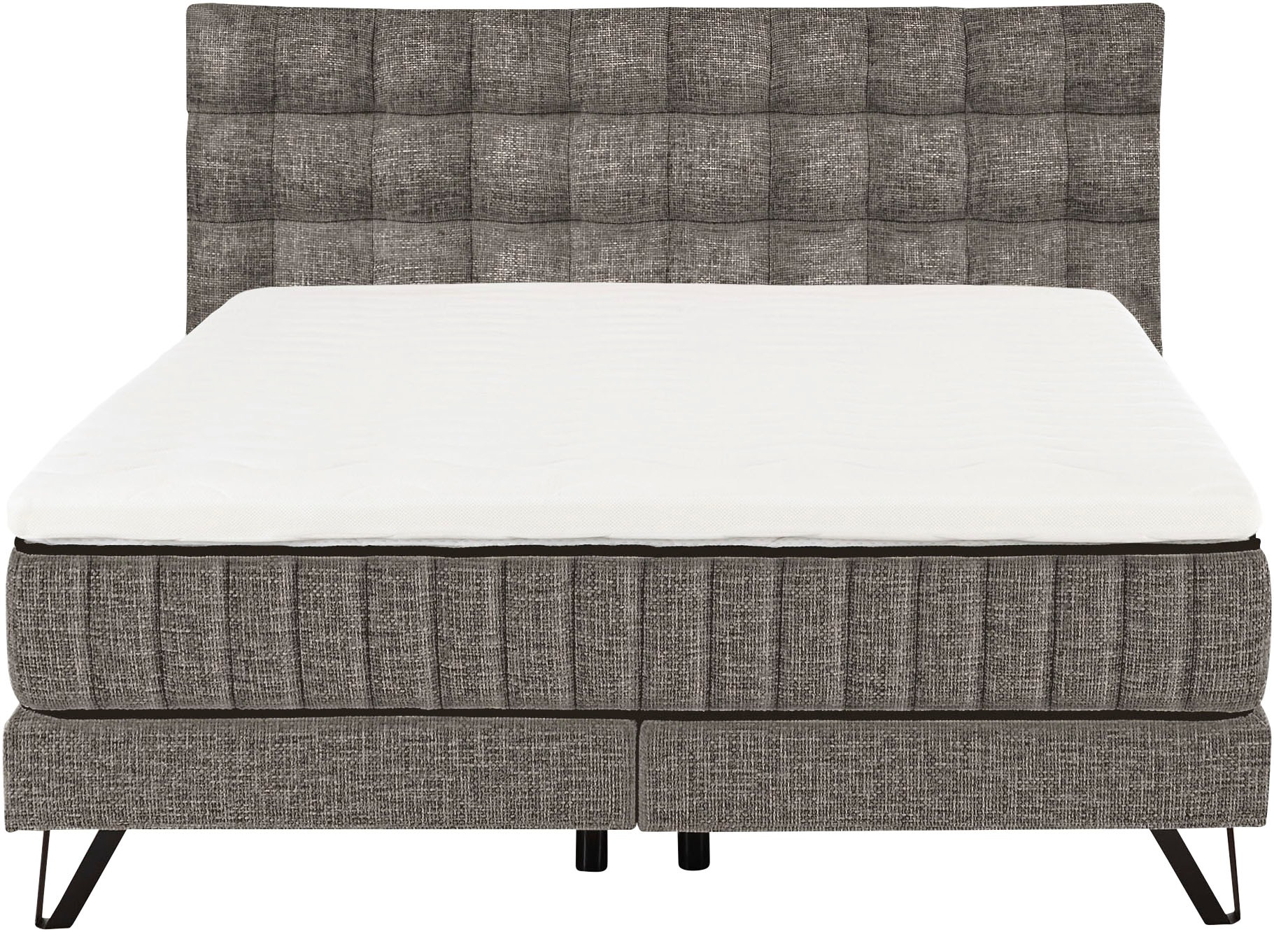 set one by Musterring Boxspringbett »Baldwin«, mit Duo-Matratze, Kopfteil mit quadratischer Steppung, 180 x 200 cm