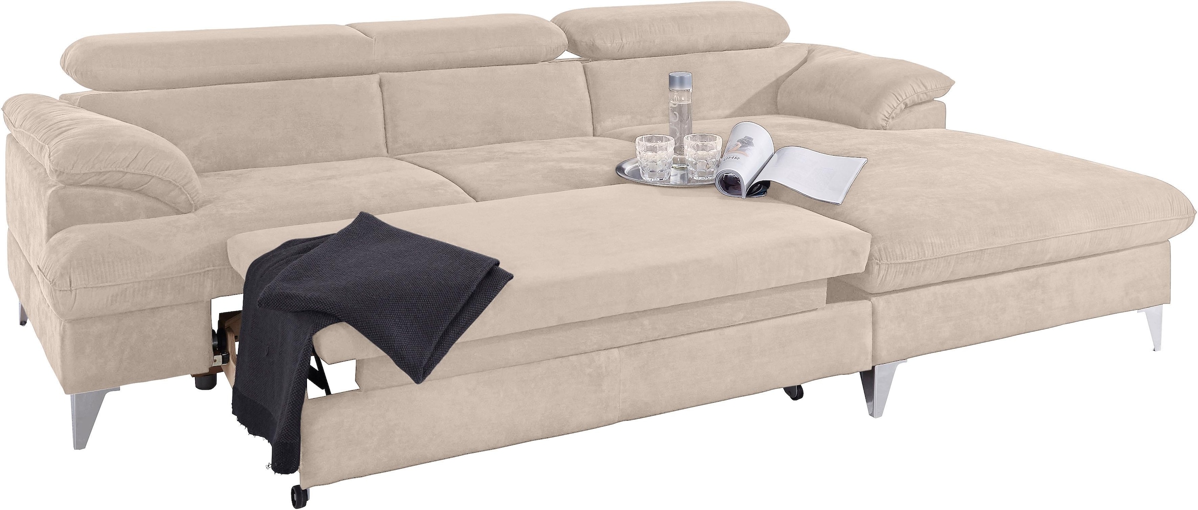 COTTA Ecksofa »Caluso L-Form«, mit Kopfteilverstellung, wahlweise mit Bettfunktion & Bettkasten