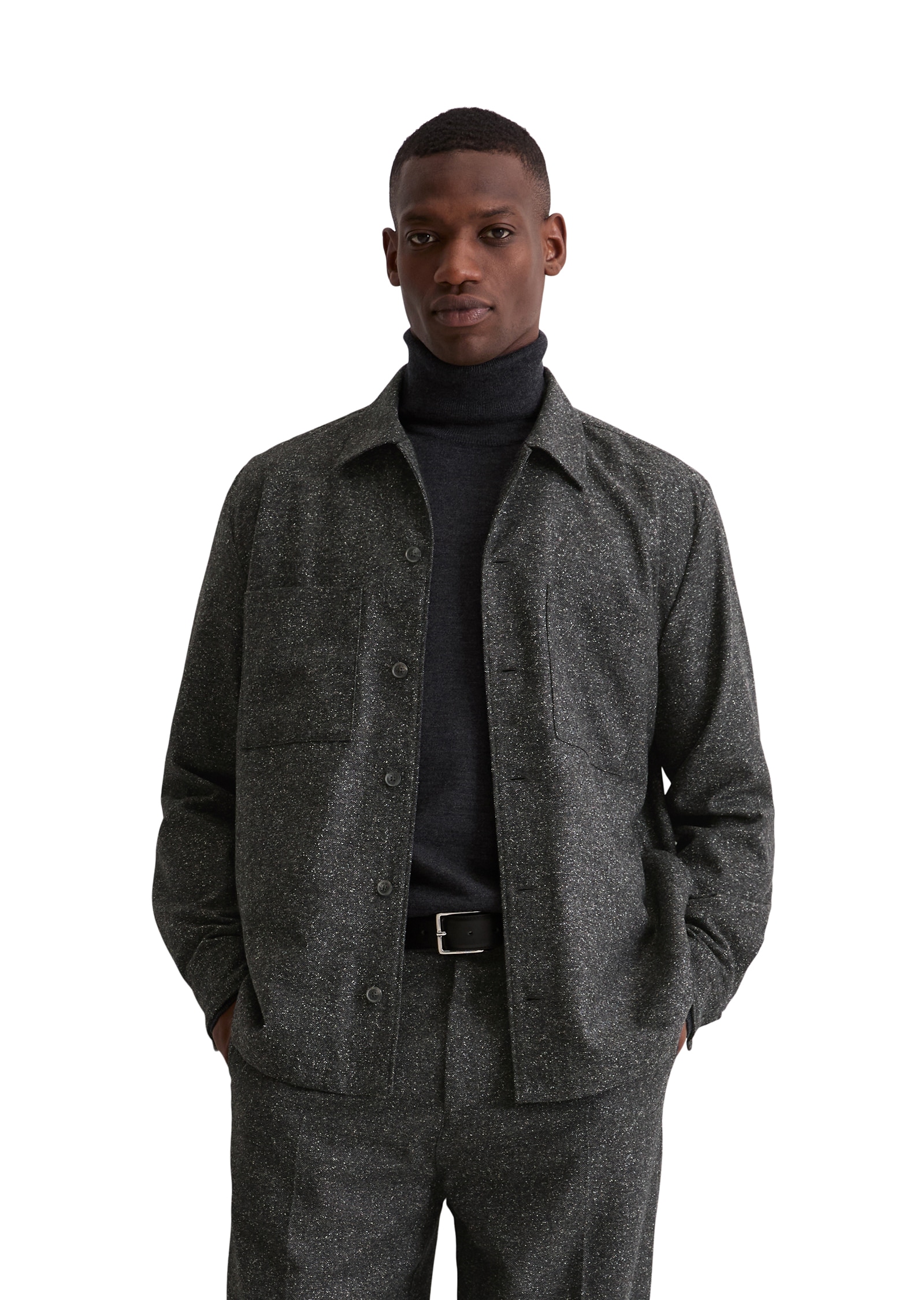 Marc OPolo Hemdjacke, Overshirt aus Woll-Mix, lockere Form, melierte Strukt günstig online kaufen