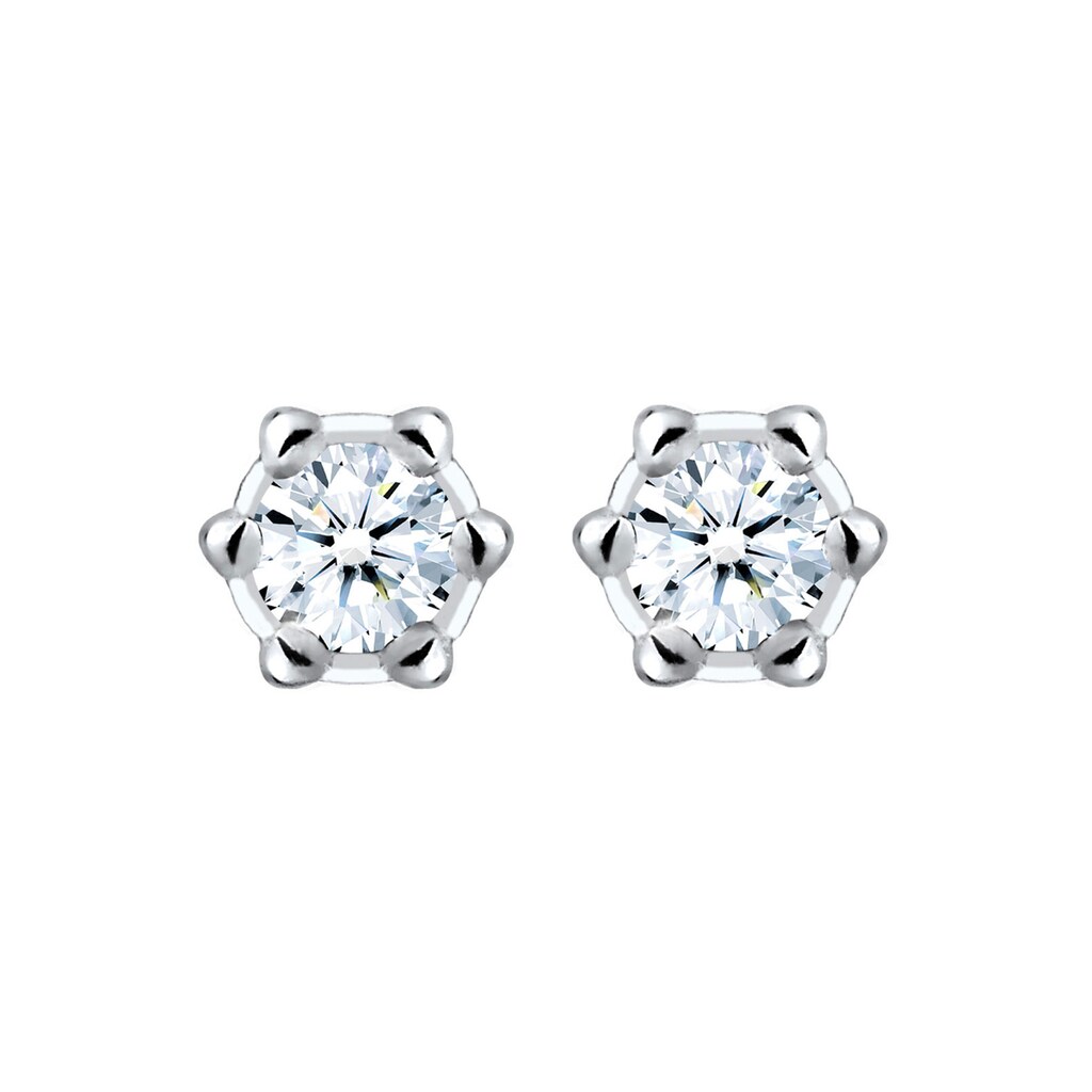 Elli DIAMONDS Paar Ohrstecker »Basic Ohrstecker Diamant 0.12 ct. 925 Silber«