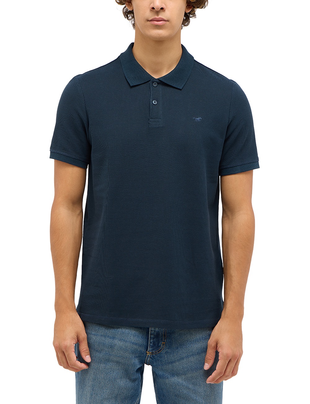 Kurzarmshirt MUSTANG "Herren Style Palco", Herren, Gr. M, blau (navy), Strick, 100% Baumwolle, Rundhals, Shirts