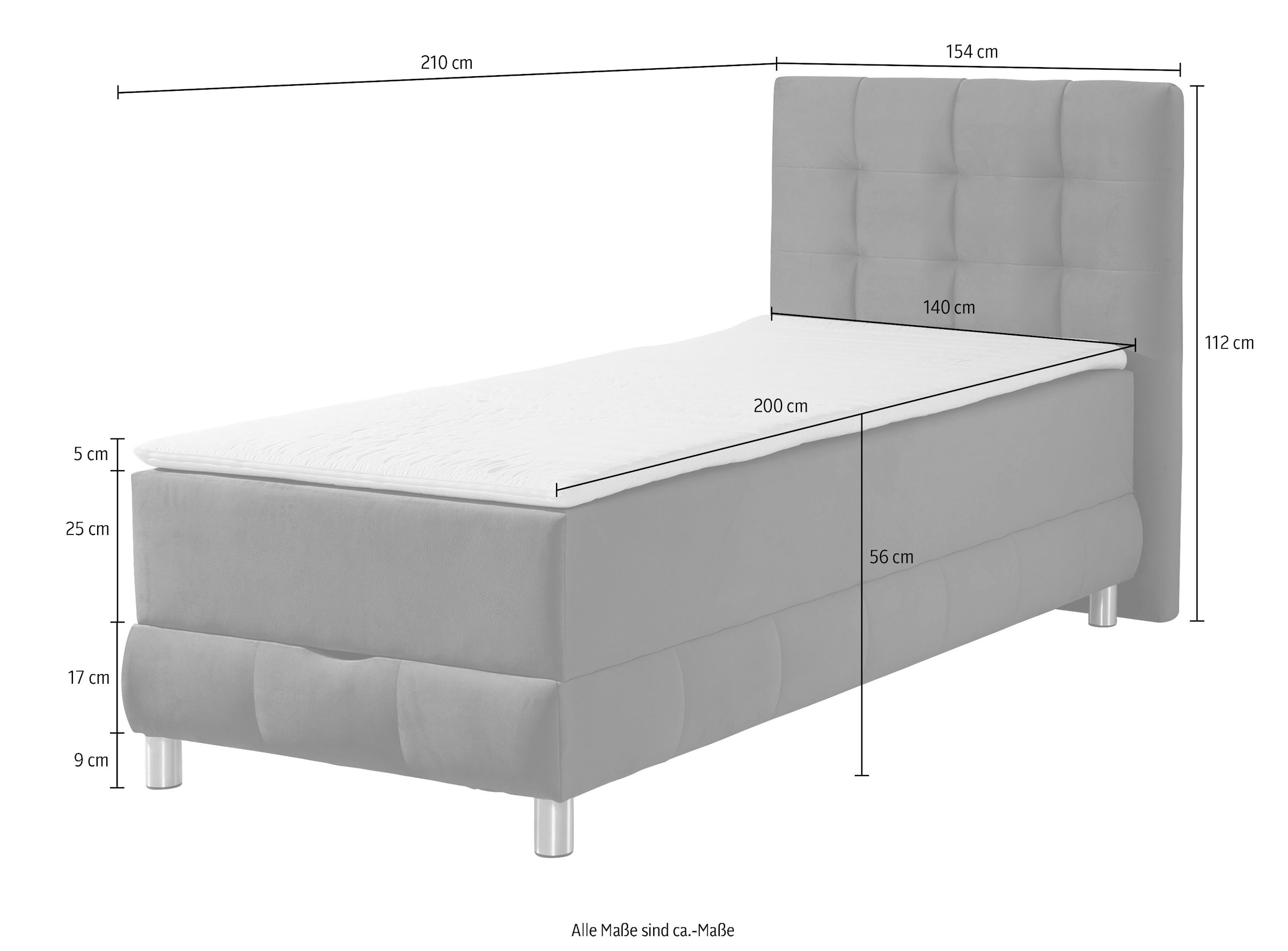 INOSIGN Boxbett »Vaasa«, inkl. Bettkasten & Topper, XXL-Ausführung, Überlänge 220 cm