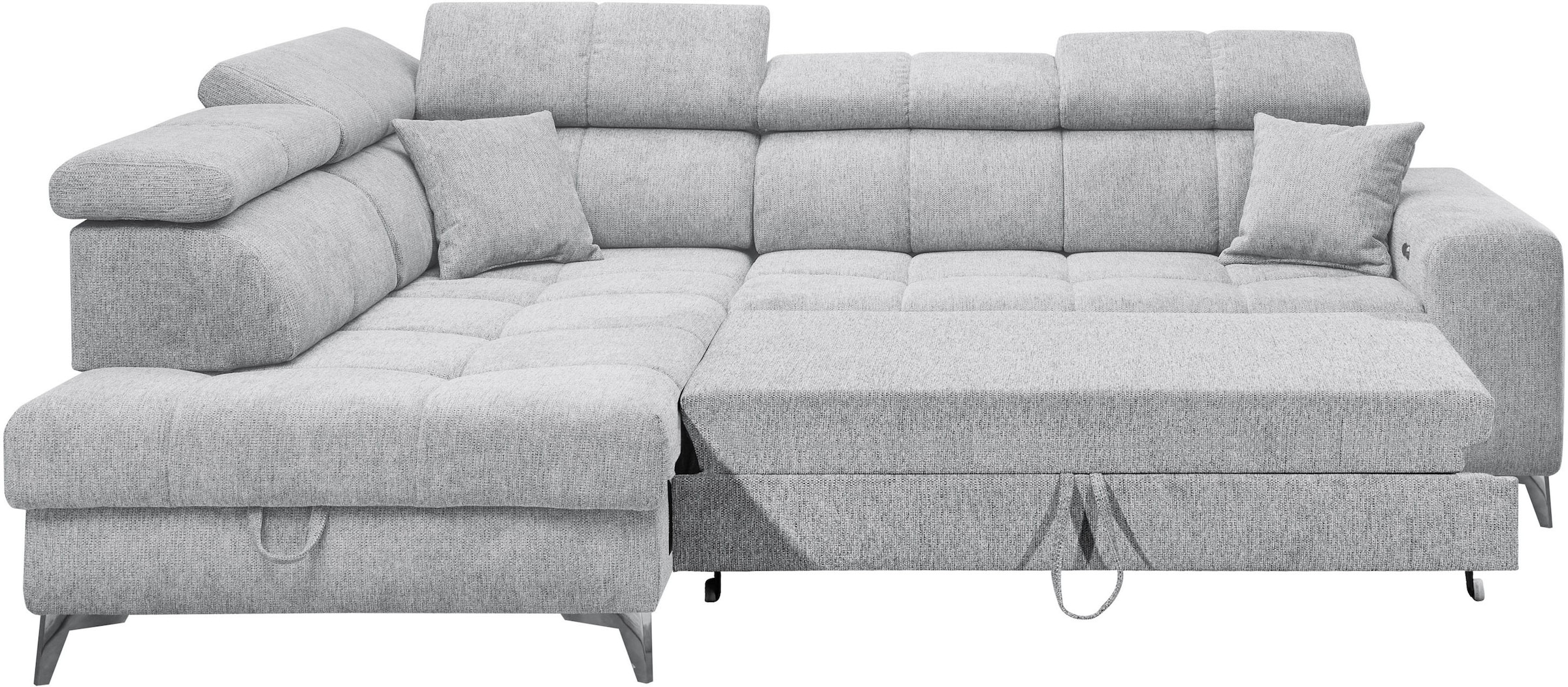 ED EXCITING DESIGN Ecksofa »Sydney L-Form«, mit Bettfunktion, Bettkasten, Kopfteilverstellung & 2 Zierkissen