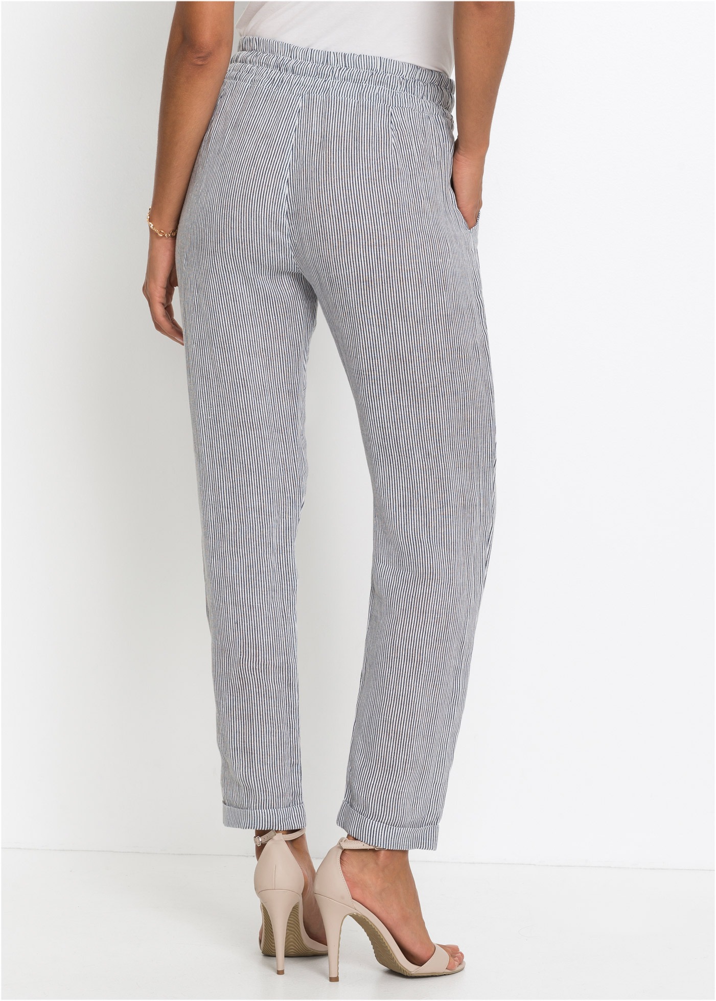 bonprix Leinenhose aus Leinen und Lyocell, mit Elastik-Bündchen, Regular Fi günstig online kaufen