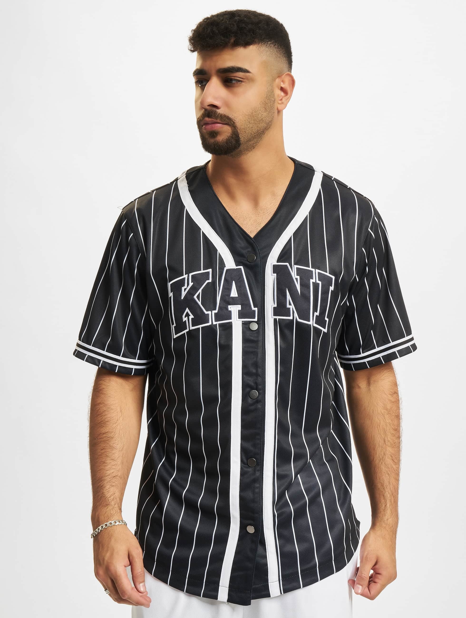 Karl Kani Kurzarmshirt »Karl Kani Herren KM221-115-1 Serif Pinstripe Baseball Shirt«, (1 tlg.)